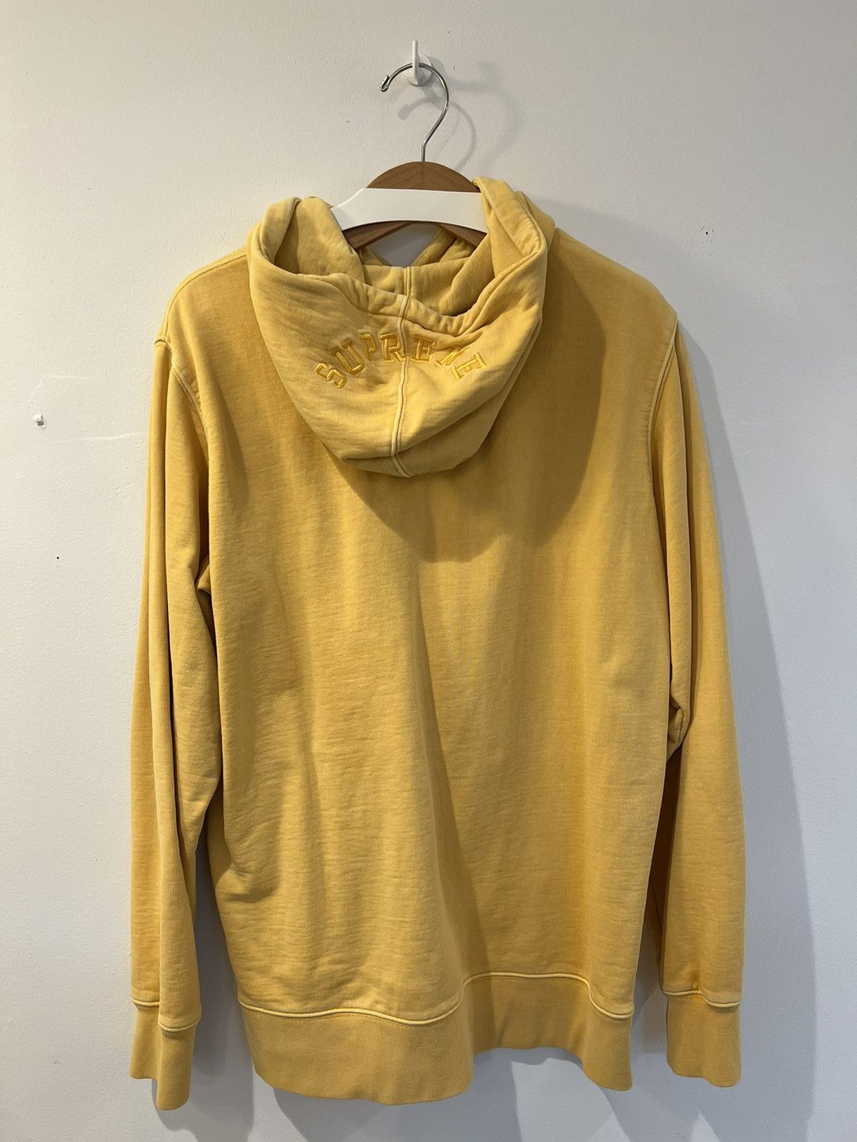 image of Supreme Overdyed Hooded Sweatshirt - Embroidered Hood - S/s 2017 in Yellow, Men's (Size Large)