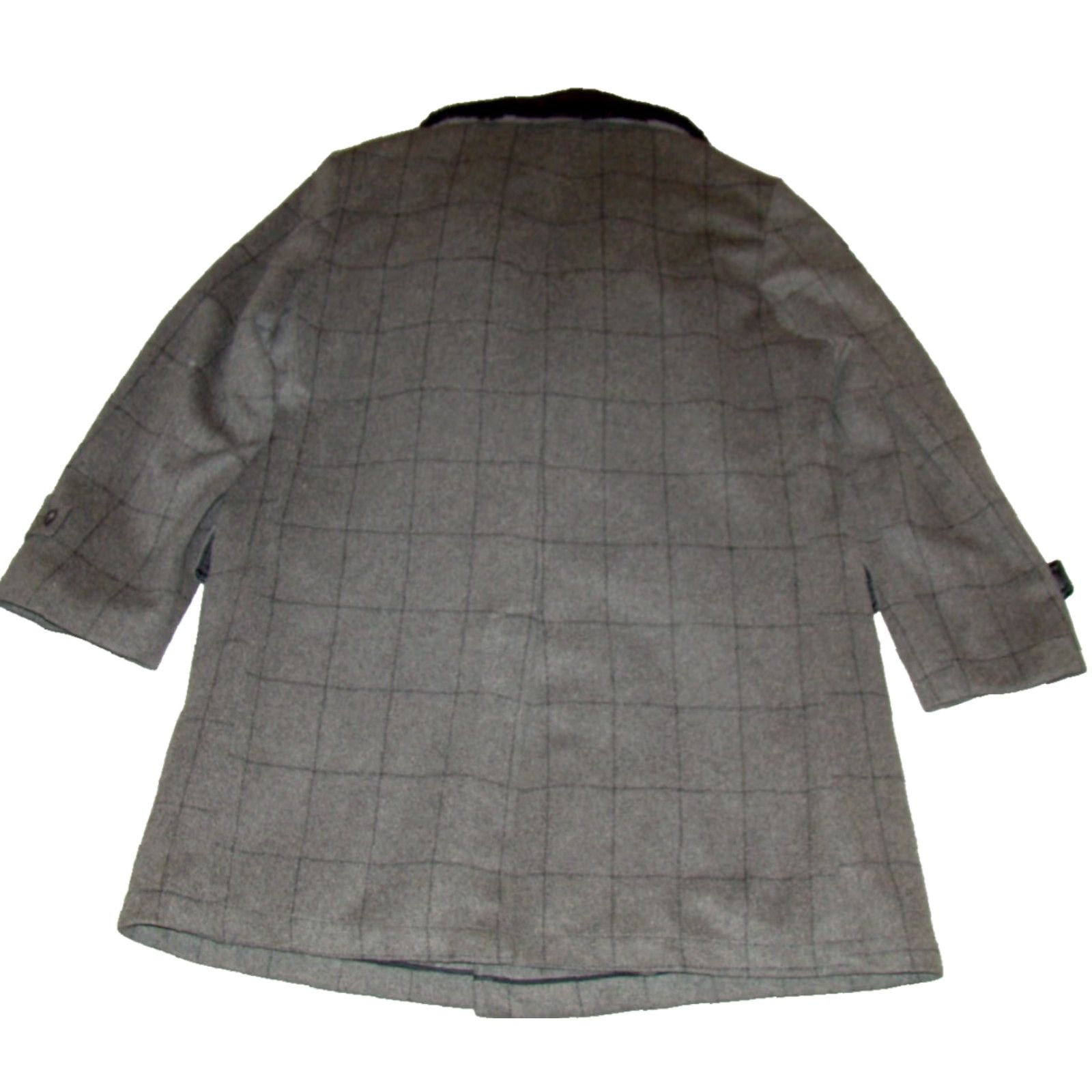 JW Anderson Vtg Anderson Little Mens Coat Wool Faux Fur Double Breasted Gray Trench Coat 42 Reg Long Window Pane Wool Men Mens Size 42 Winter Fall Size US XS / EU 42 / 0 - 8 Thumbnail