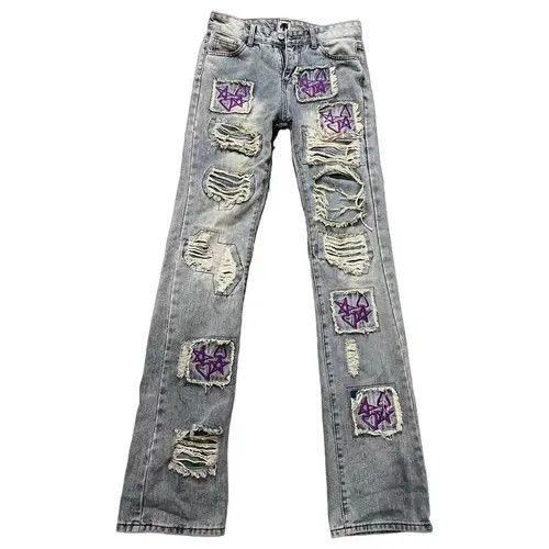 VIBE Retro star heart heavy embroidery double layer patch jeans Size US 30 / EU 46 - 5 Thumbnail