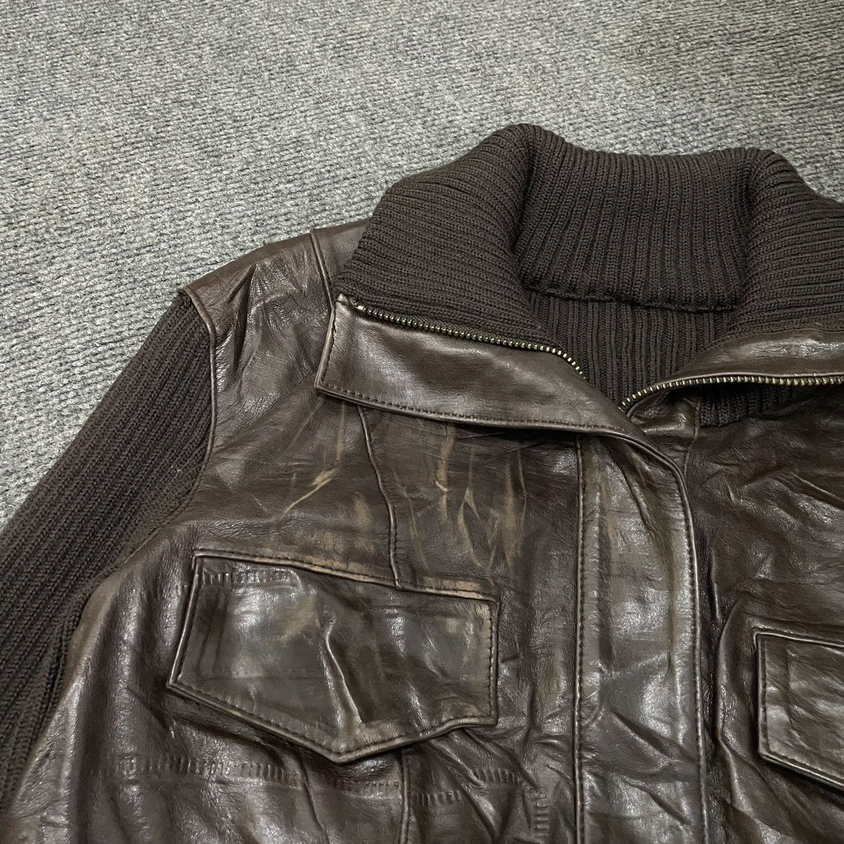 BRAHMIN × Genuine Leather Brahmin Genuine Leather Jacket Wool Sleeves Size US XS / EU 42 / 0 - 4 Thumbnail