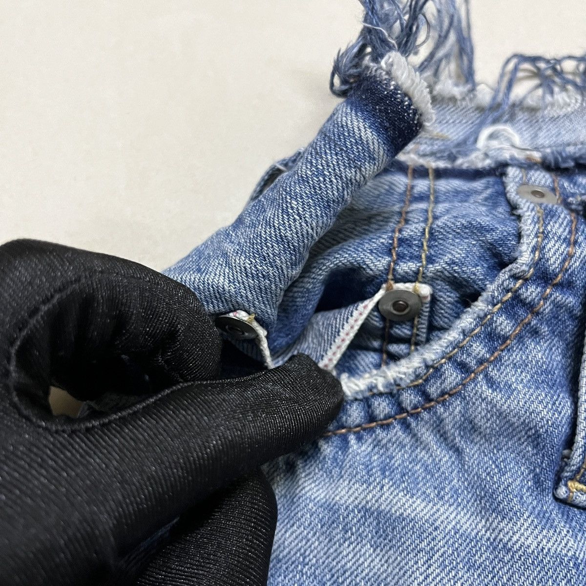 If Six Was Nine × Japanese Brand × Le Grande Bleu (L.G.B.) G.o.a Nimes Raw Cut Selvedge Jeans Size 29" - 7 Thumbnail