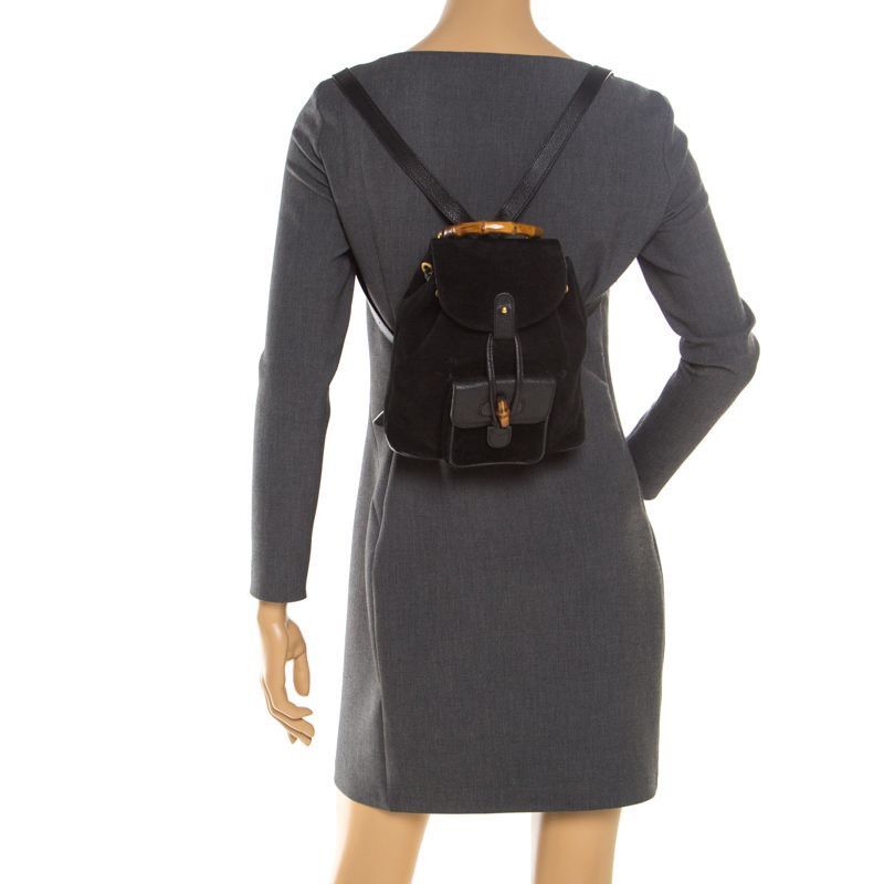 Gucci Authentic Gucci Bamboo Suede Leather Mini Backpack Size ONE SIZE - 14 Thumbnail