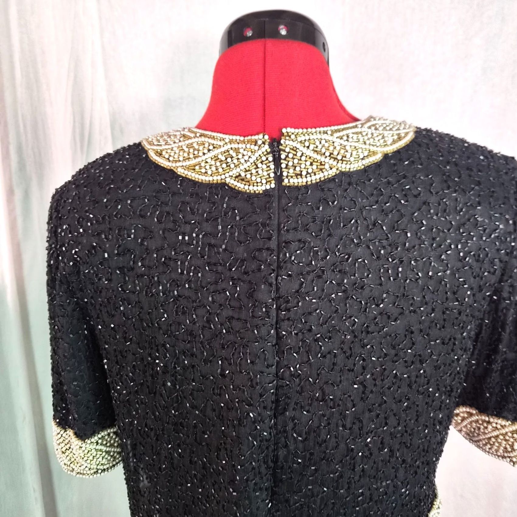 Vintage VINTAGE Laurence Kazar Beaded 100% Silk Dress Maxi Evening M Black Womens Size M / US 6-8 / IT 42-44 - 7 Thumbnail