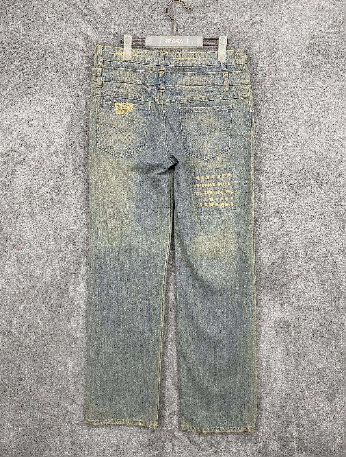 Issey Miyake 🔥(391B08) SKY BOMBER DISTRESSED ACID WASH JEANS‼️ Size US 32 / EU 48 - 2 Thumbnail