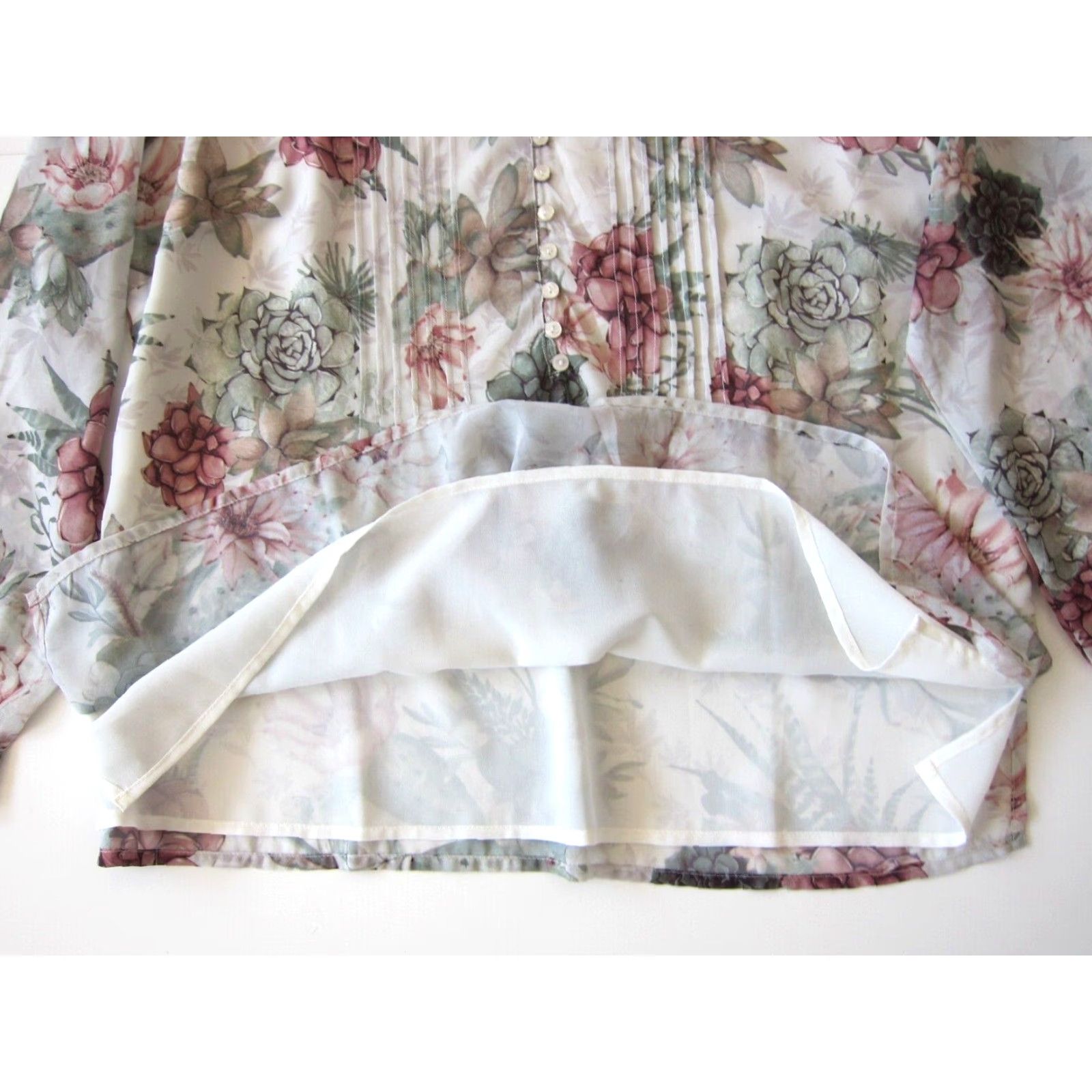 Coldwater Creek Coldwater Creek Blouse Shirt Women's V-Neck Floral Pink Long Sleeve Tunic Large 14 Size L / US 10 / IT 46 - 7 Thumbnail