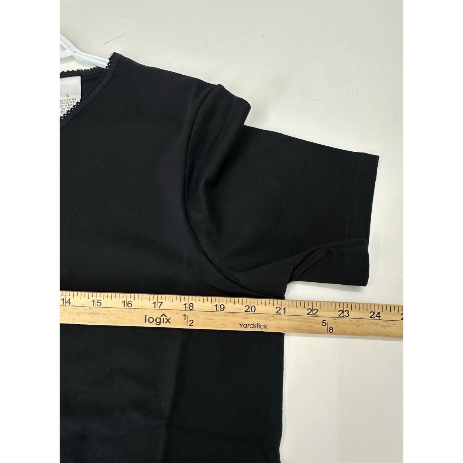 Vintage Draper's & Damon's Womens Shirt L Black Short Sleeve V-Neck M14629 Shirt Womens Large Black Short Sleeve V-Neck Size L / US 10 / IT 46 - 7 Thumbnail