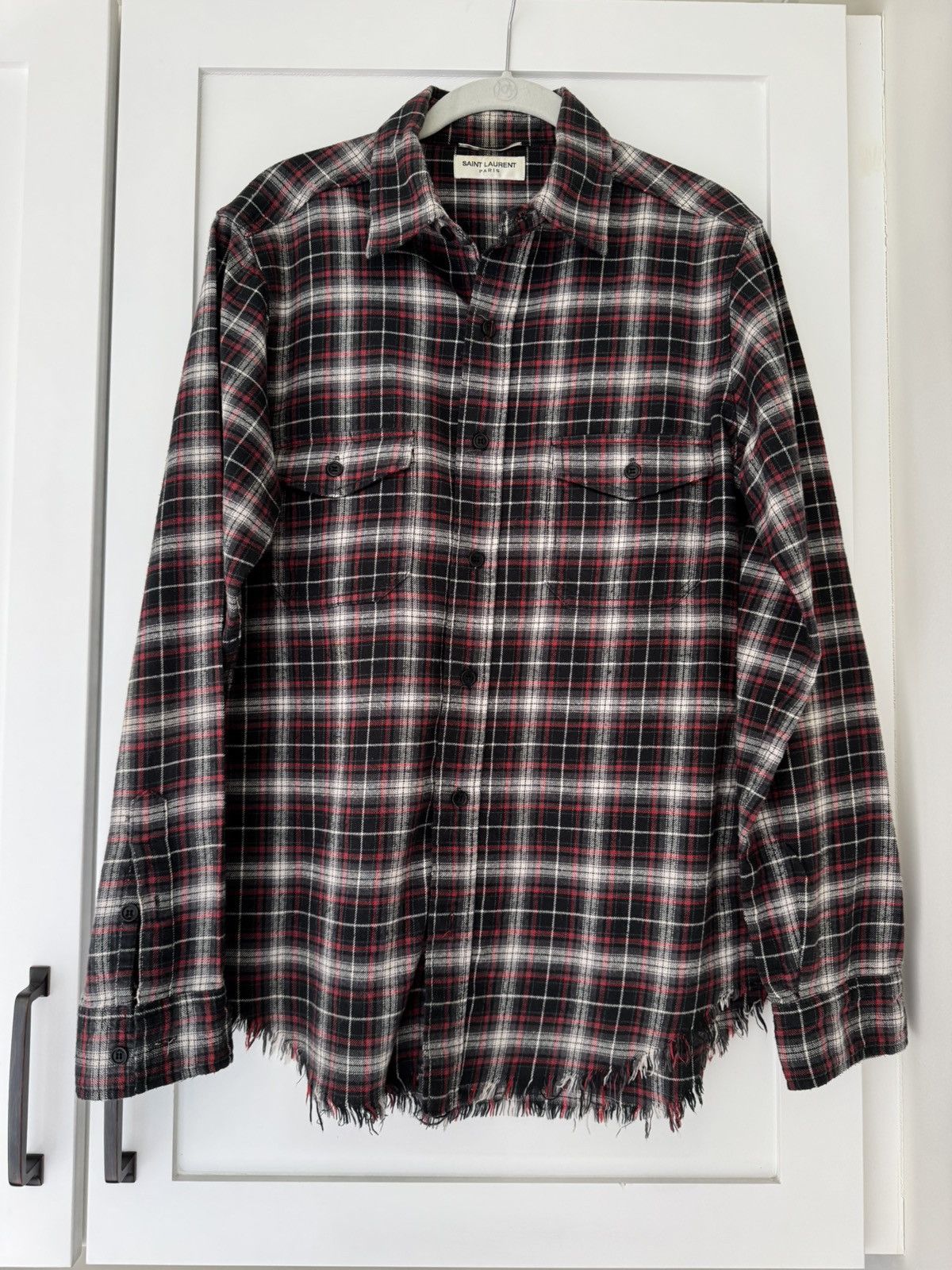 Saint Laurent Paris Saint Laurent Flannel shirt with frayed hem