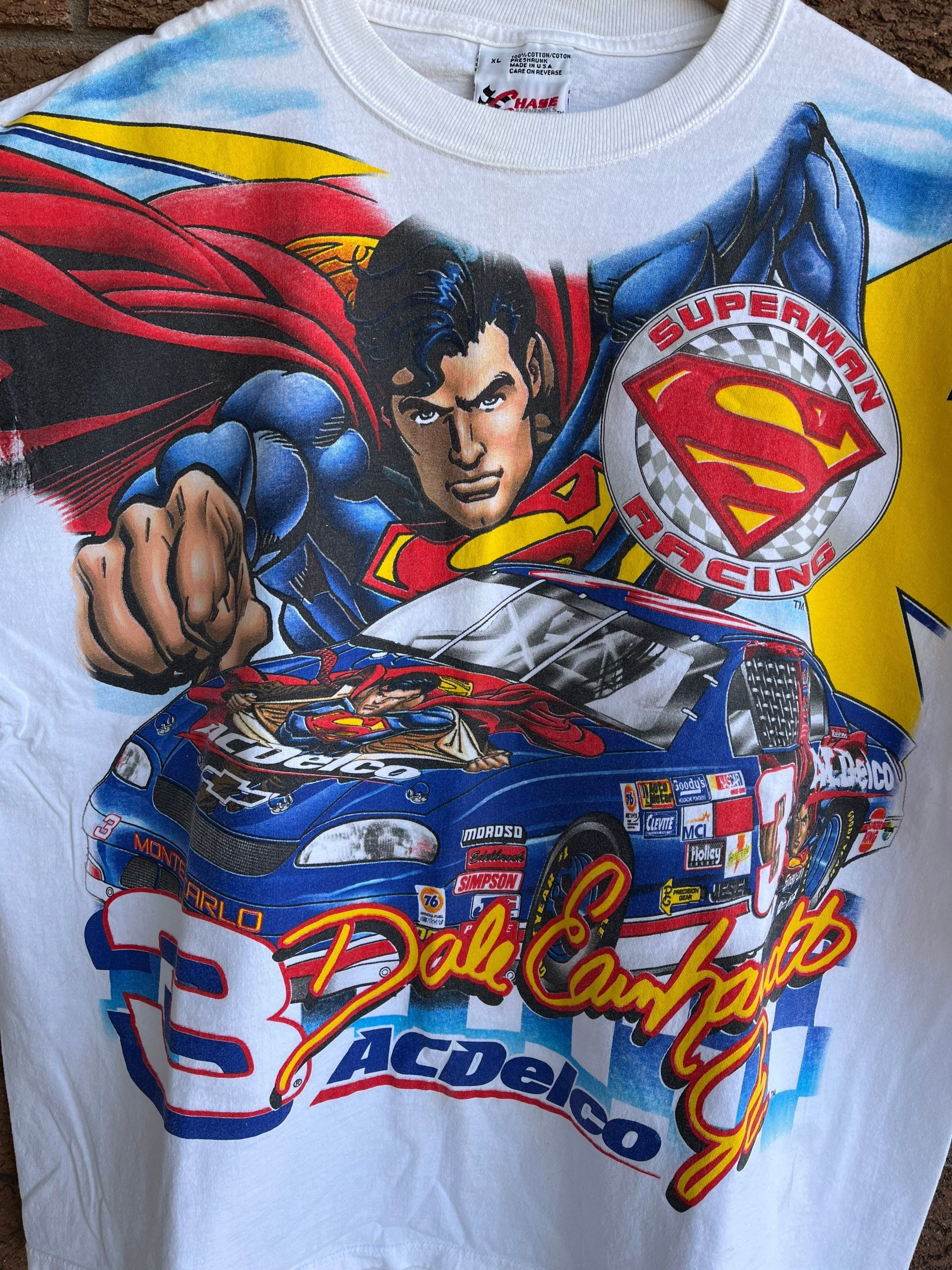 Vintage Vintage Dale Earnhardt Jr Superman AC Delco NascarT -shirt Size US XL / EU 56 / 4 - 2 Thumbnail