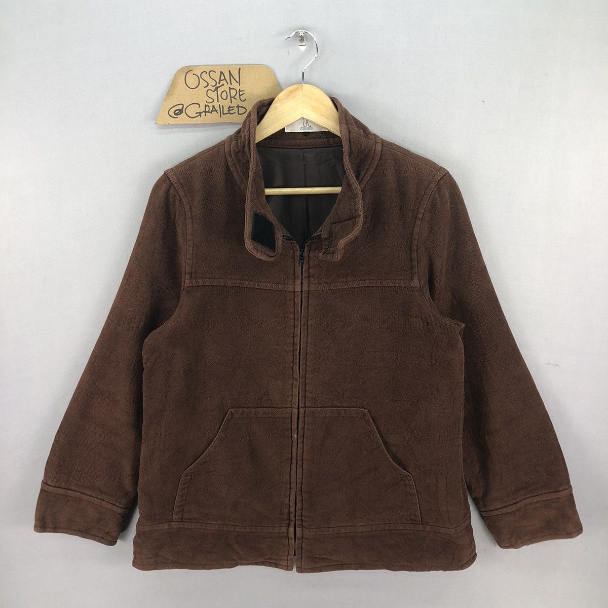 Japanese Brand Vintage Minimalist Brown Denim Zipper Jacket Size US S / EU 44-46 / 1 - 1 Thumbnail