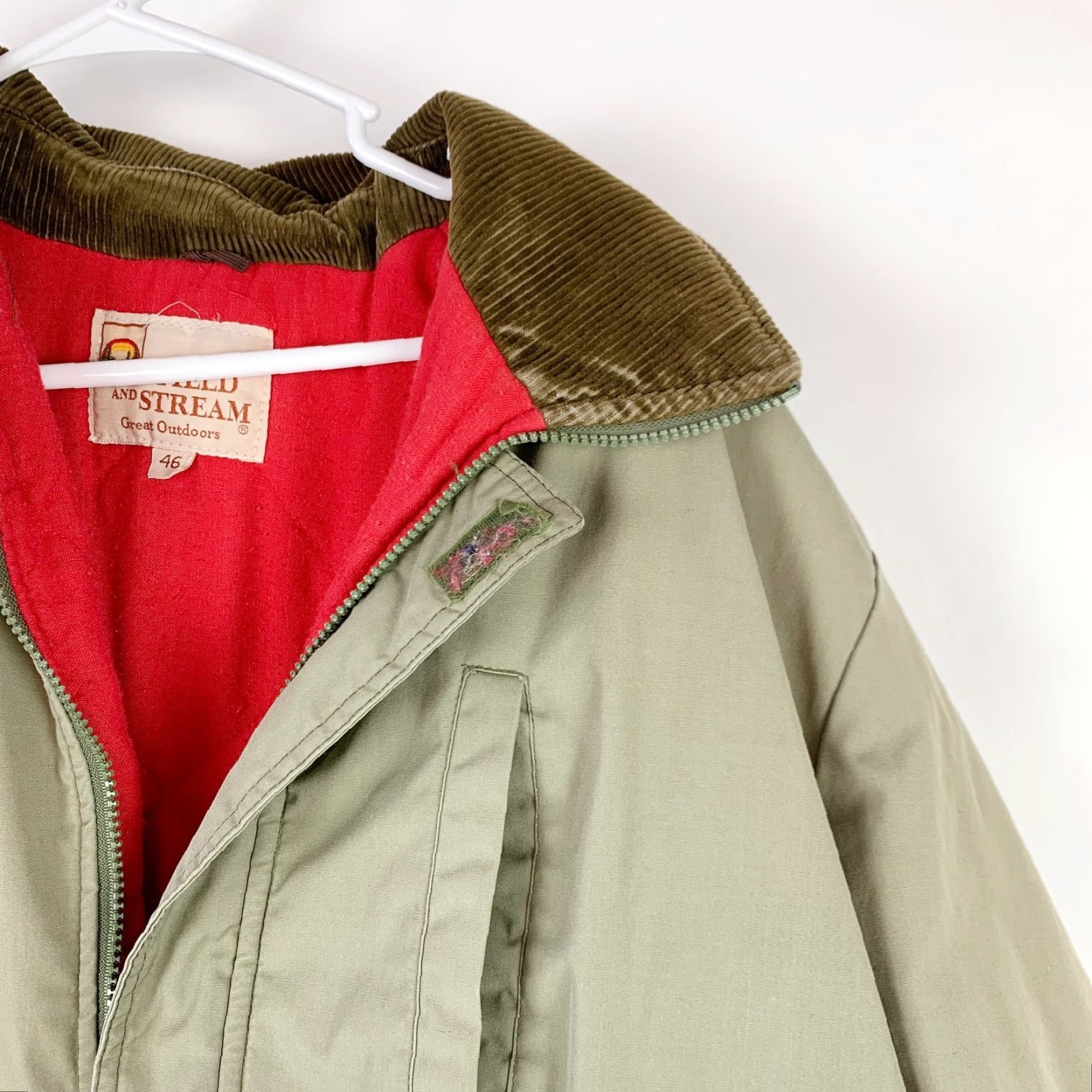 Greats VINTAGE Field & Stream Coat Mens 46 Green Cotton Full Zip Chore Work Jacket Size US S / EU 44-46 / 1 - 3 Thumbnail