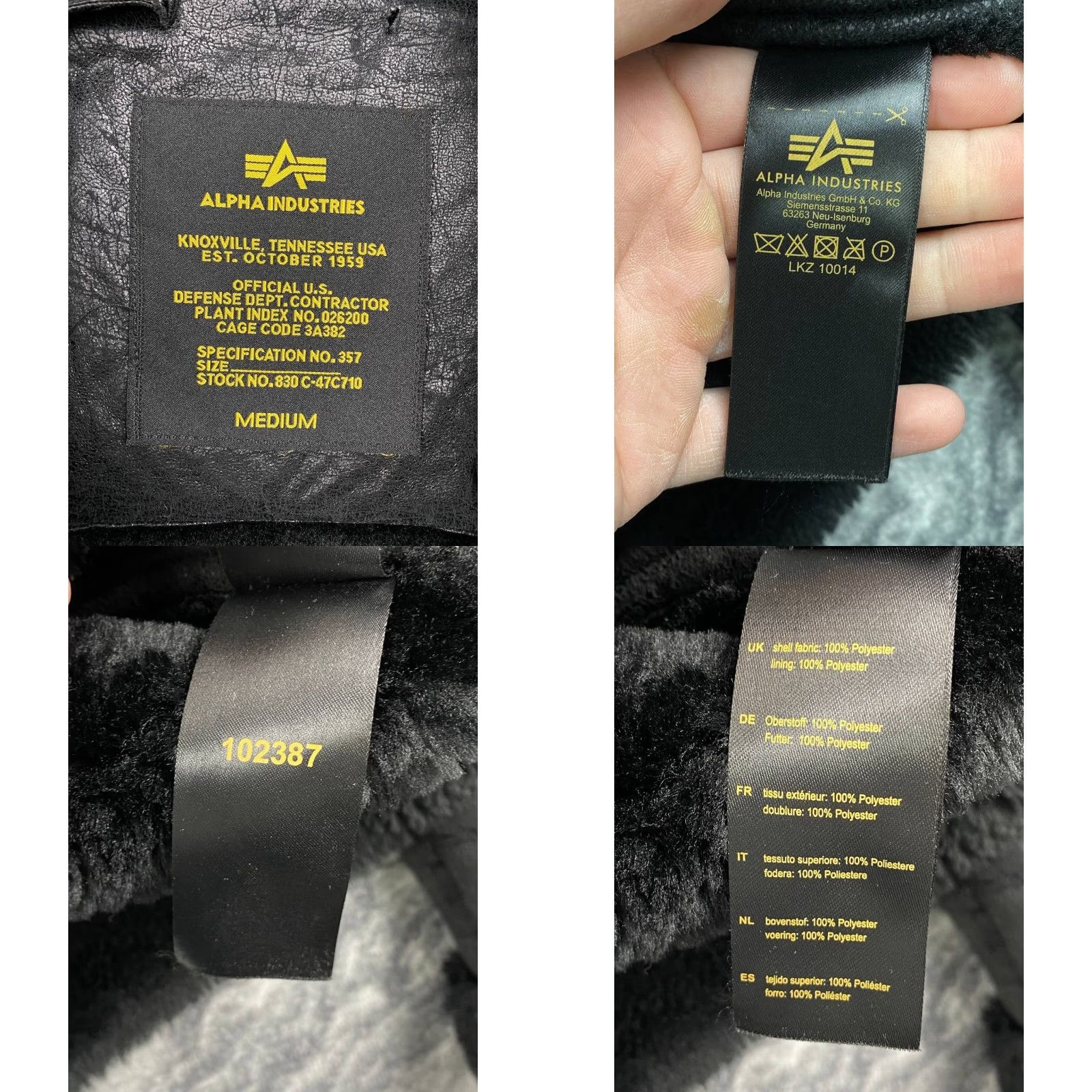 Vintage VINTAGE Alpha Industries Jacket Bomber Black M Sheepskin Zip Chest 57.5 Length 71 Shoulders 51.5 Sleeve 62 Men Regular Coat Winter Fall Spring Size US M / EU 48-50 / 2 - 8 Thumbnail