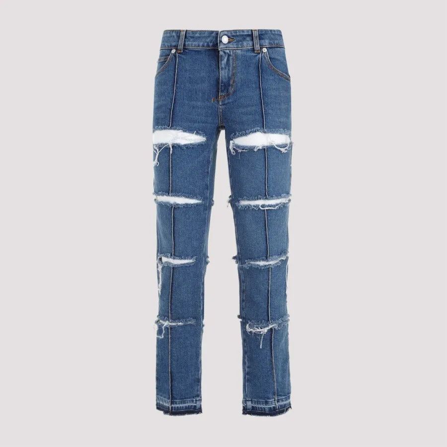 Alexander McQueen o1s22i1n1024 Slim Fit Slashed Jeans in Blue Size 27" / US 4 / IT 40 - 1 Thumbnail