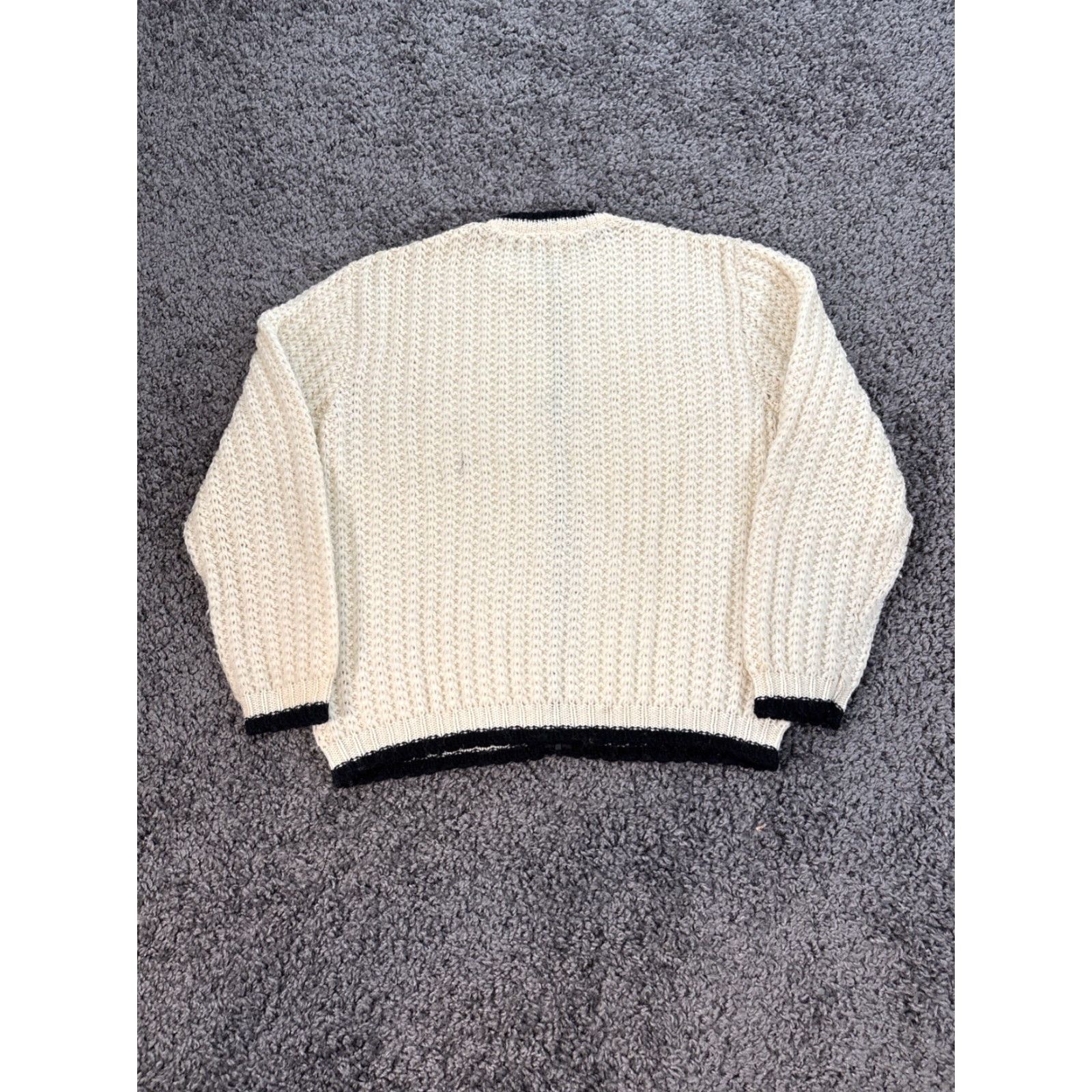 Vintage VINTAGE Hand Knitted Wool Cardigan Sweater Womens Medium Ivory Cable Knit Crew Neck Fisherman 90s Size M / US 6-8 / IT 42-44 - 5 Thumbnail