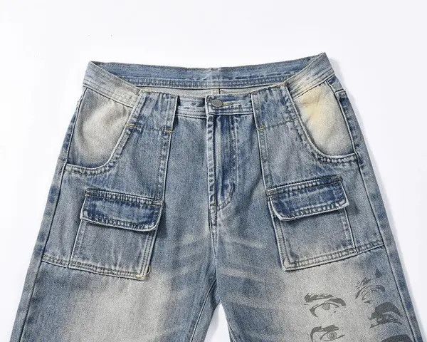 Jean Chiyuri x Kyoko EYES Print Graphic Flare Denim Jeans Size US 32 / EU 48 - 8 Thumbnail