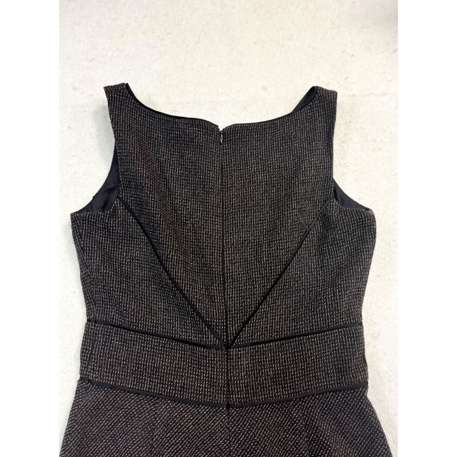 Ann Taylor VINTAGE Women’s Ann Taylor Dress Wool Houndstooth A-Line Sleeveless Knee Length Grey 6 Womens Size M / US 6-8 / IT 42-44 - 6 Thumbnail