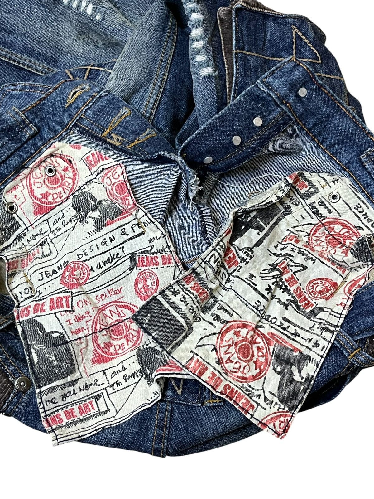 Japanese Brand JAPANESE ARCHIVE Y2K JEANS DE ART BONDAGE CARGO FLARED JEANS Size US 34 / EU 50 - 10 Thumbnail