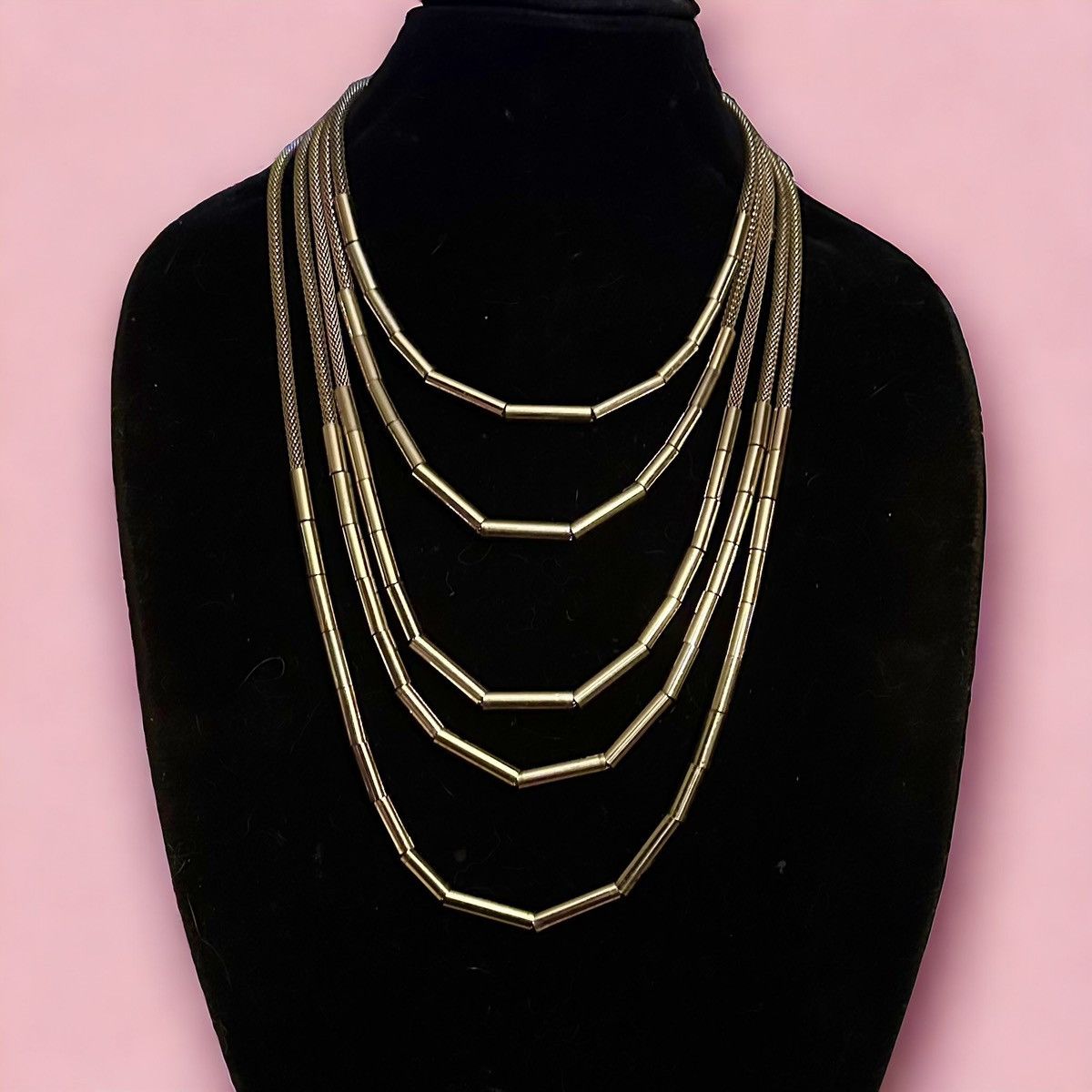 Other Multi layered mesh chains with tubular metal beads necklace Size ONE SIZE - 1 Thumbnail