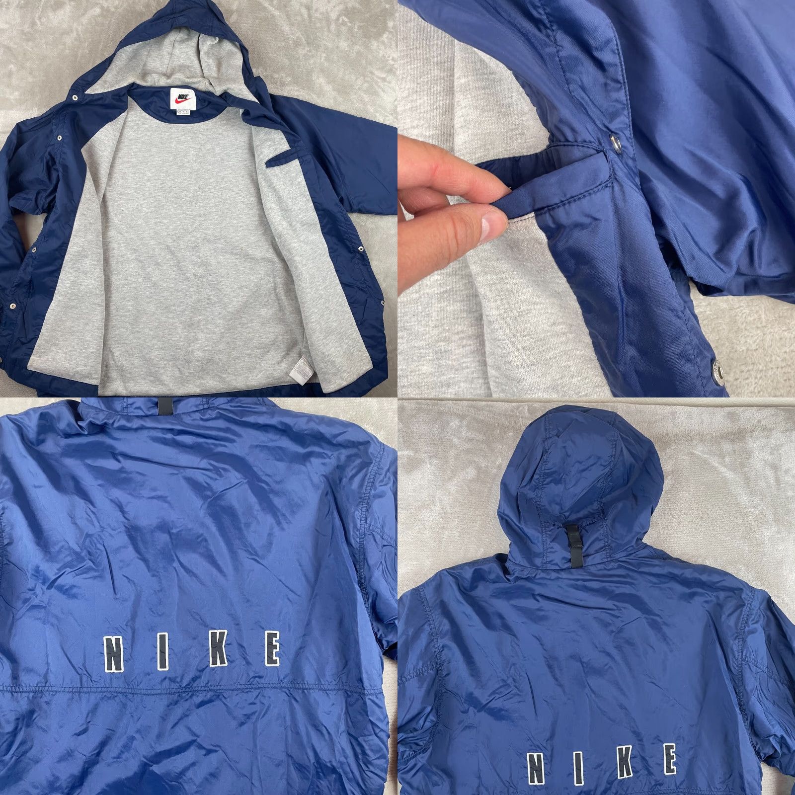 Nike VINTAGE Nike Jacket Men XL Blue Big Swoosh Nike Logo Fleece Lined Hooded Button Size US XL / EU 56 / 4 - 8 Thumbnail