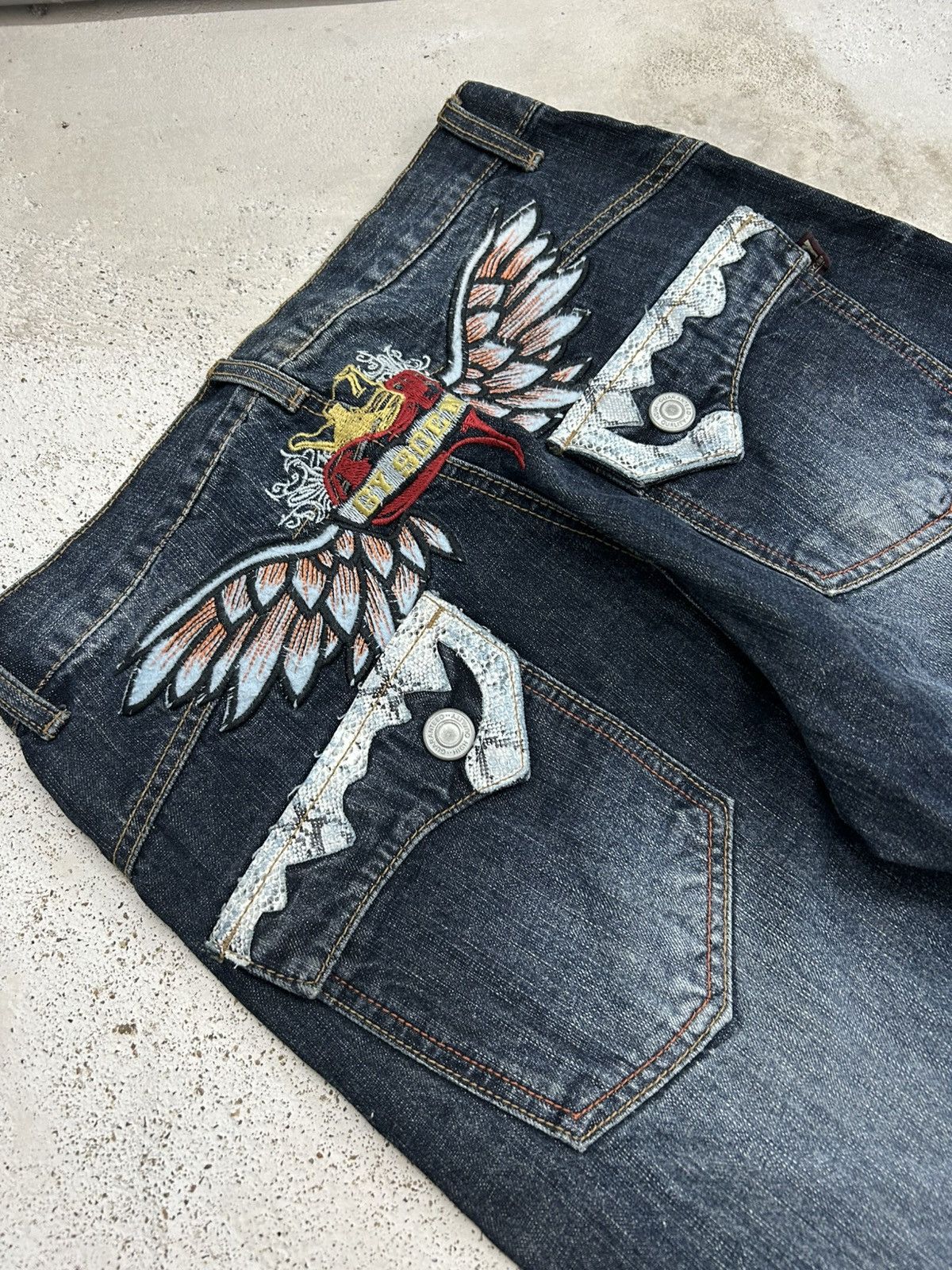 If Six Was Nine Vintage Winger Python Skin Whiskering Washed High Rise Evisu Size US 30 / EU 46 - 5 Thumbnail