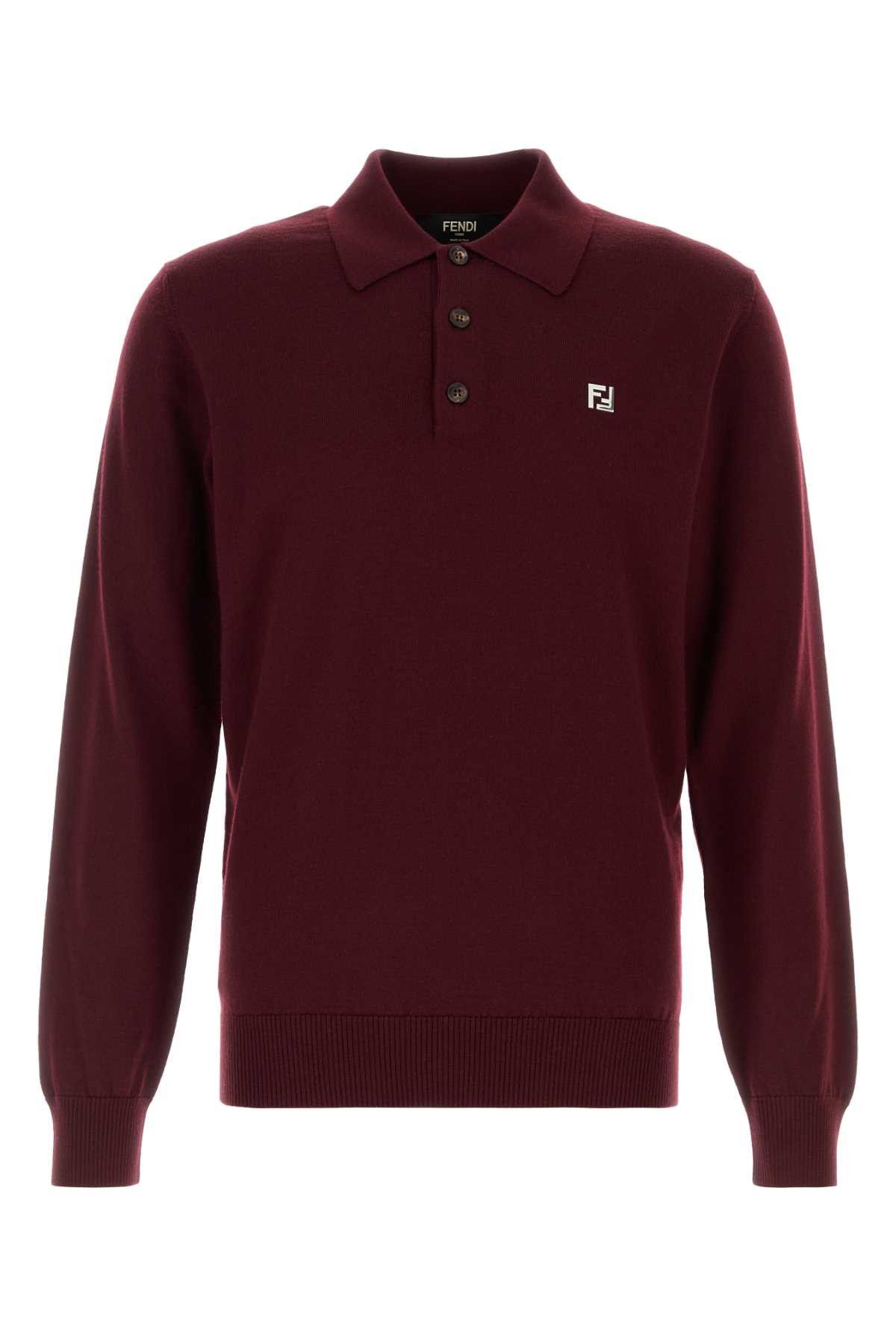 Fendi Burgundy Stretch Wool Polo Shirt Size US L / EU 52-54 / 3 - 1 Thumbnail
