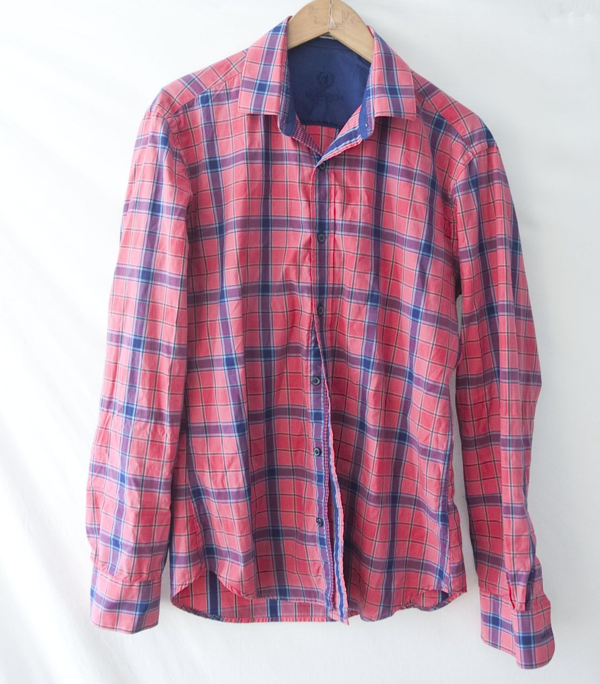 BUGATCHI Bugatchi Shirt Sharped Fit Size M Dark Pink Plaid Size US M / EU 48-50 / 2 - 1 Thumbnail
