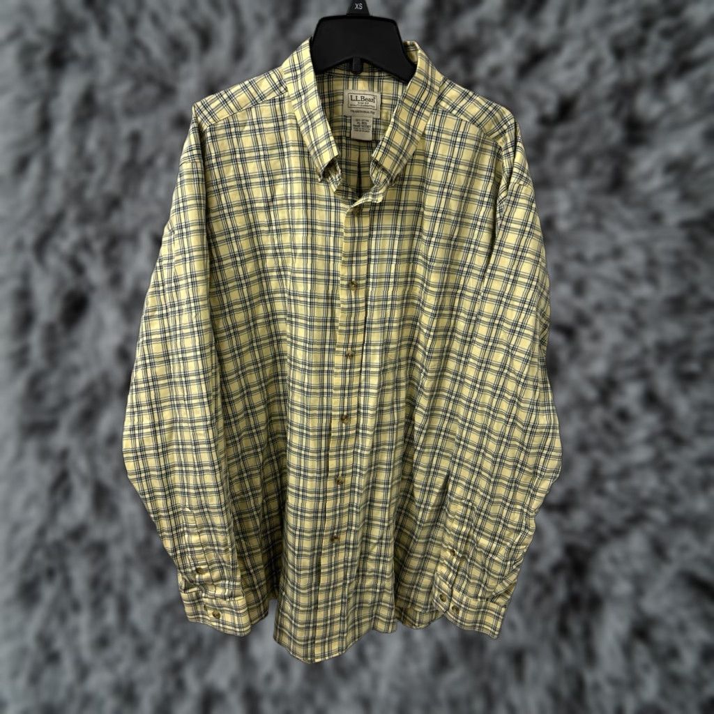 Vintage VINTAGE LL Bean Twill Sport Shirt Mens XL Yellow Plaid Button-Down 503307 Size US XL / EU 56 / 4 - 1 Thumbnail