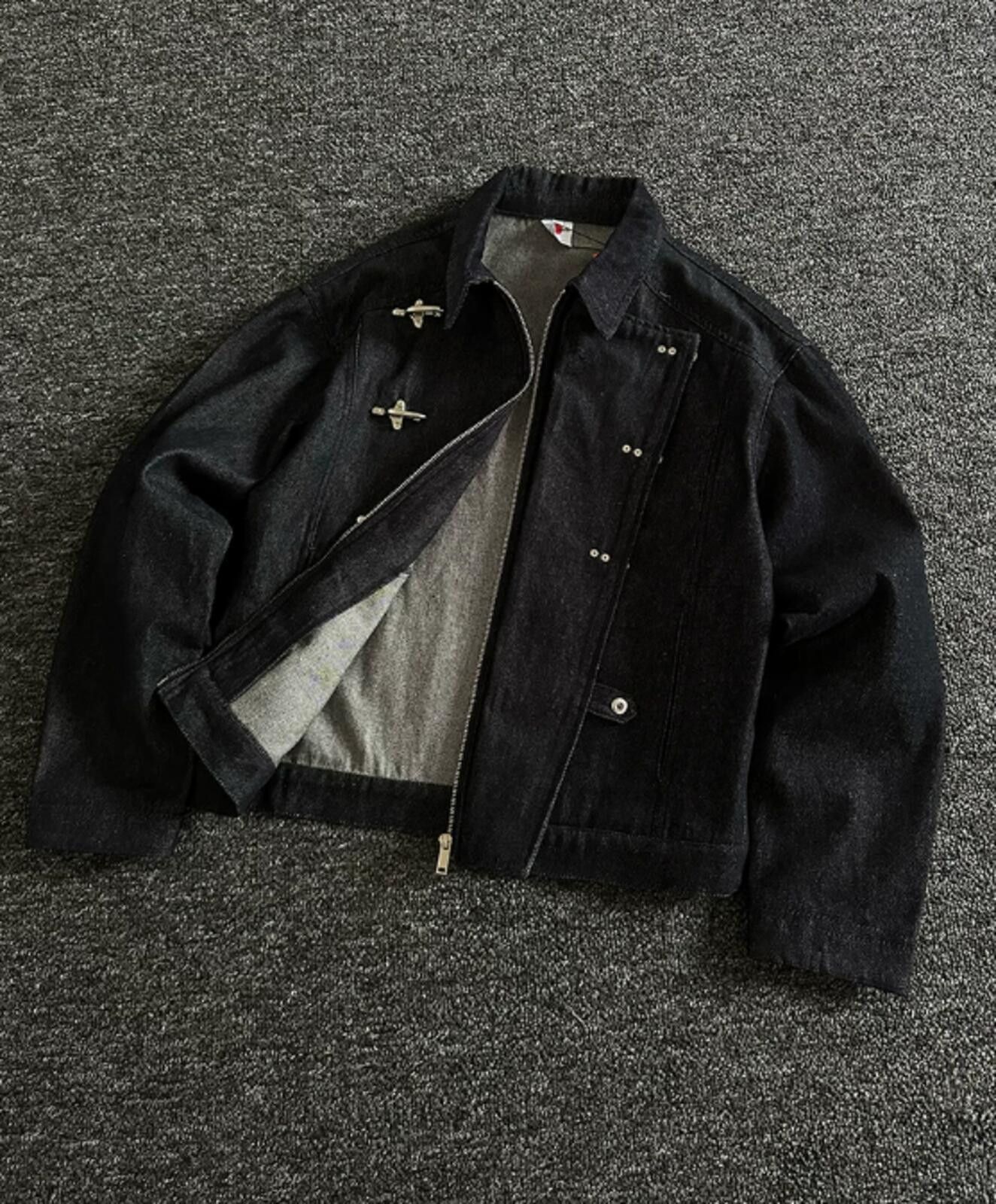 Other Indigo Blue Raw Denim Fireman Clasp Closure Jacket Size US L / EU 52-54 / 3 - 3 Thumbnail