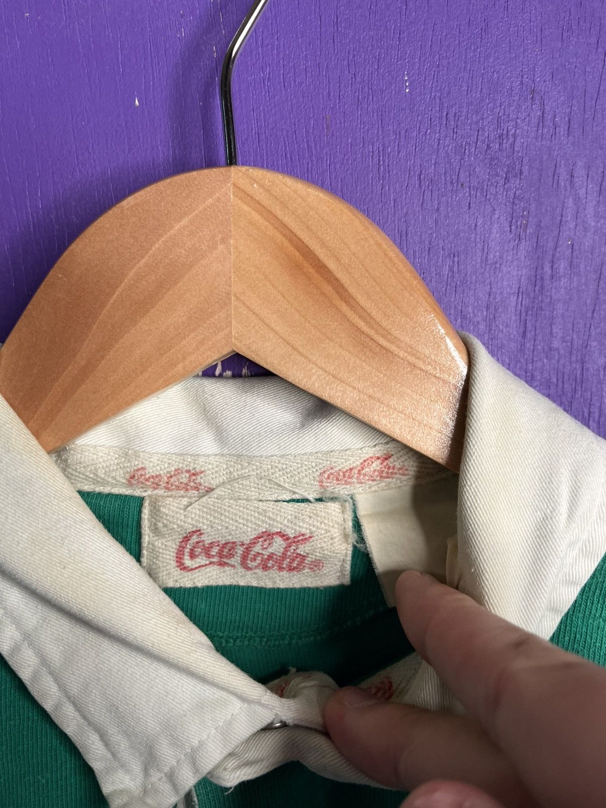 Coca Cola × Vintage Vintage 70s Coca-Cola spellout logo rugby shirt Size US L / EU 52-54 / 3 - 4 Thumbnail