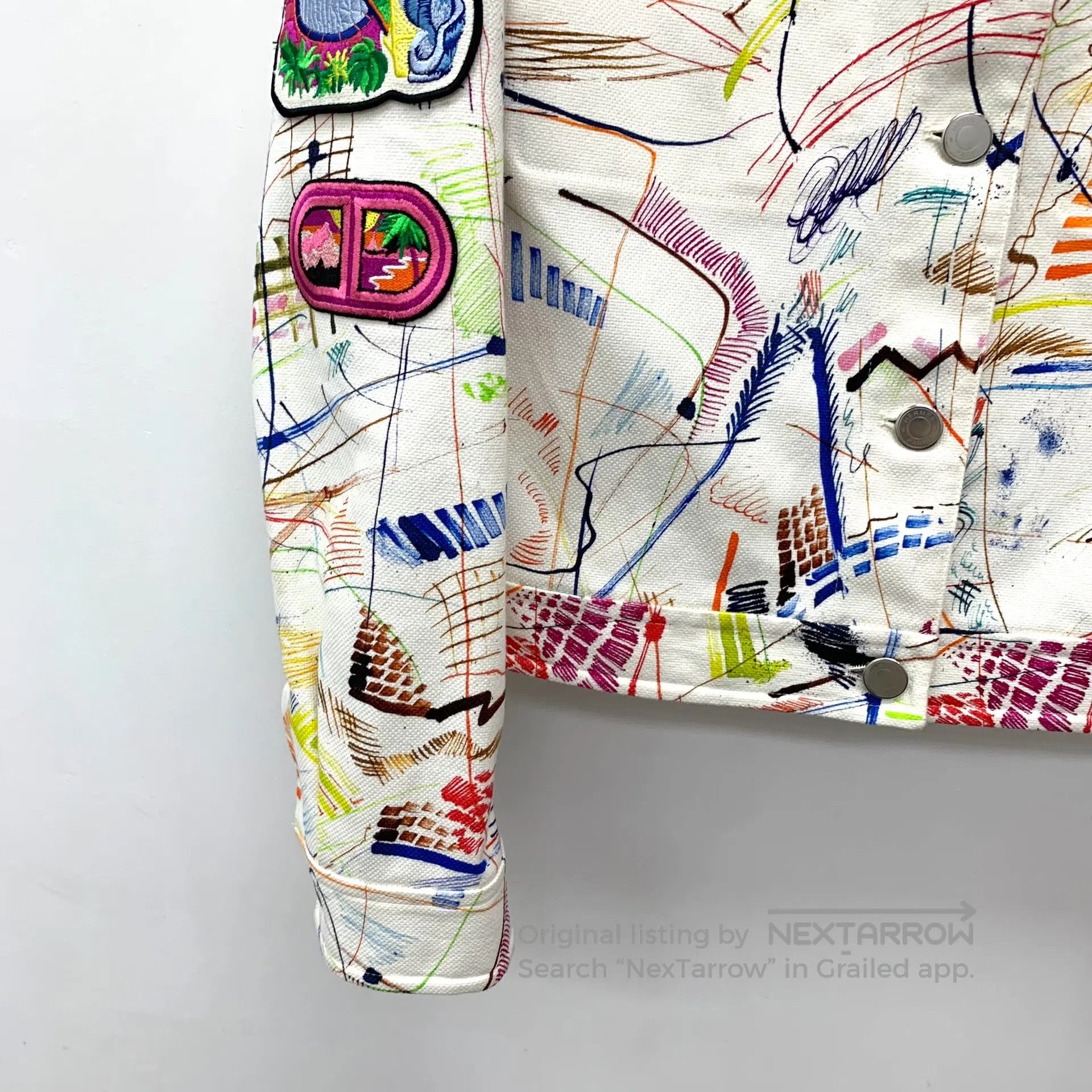 Hermes Hermes White Emblem Graffiti Embroidered Cotton Collar Sin Size XS / US 0-2 / IT 36-38 - 4 Thumbnail