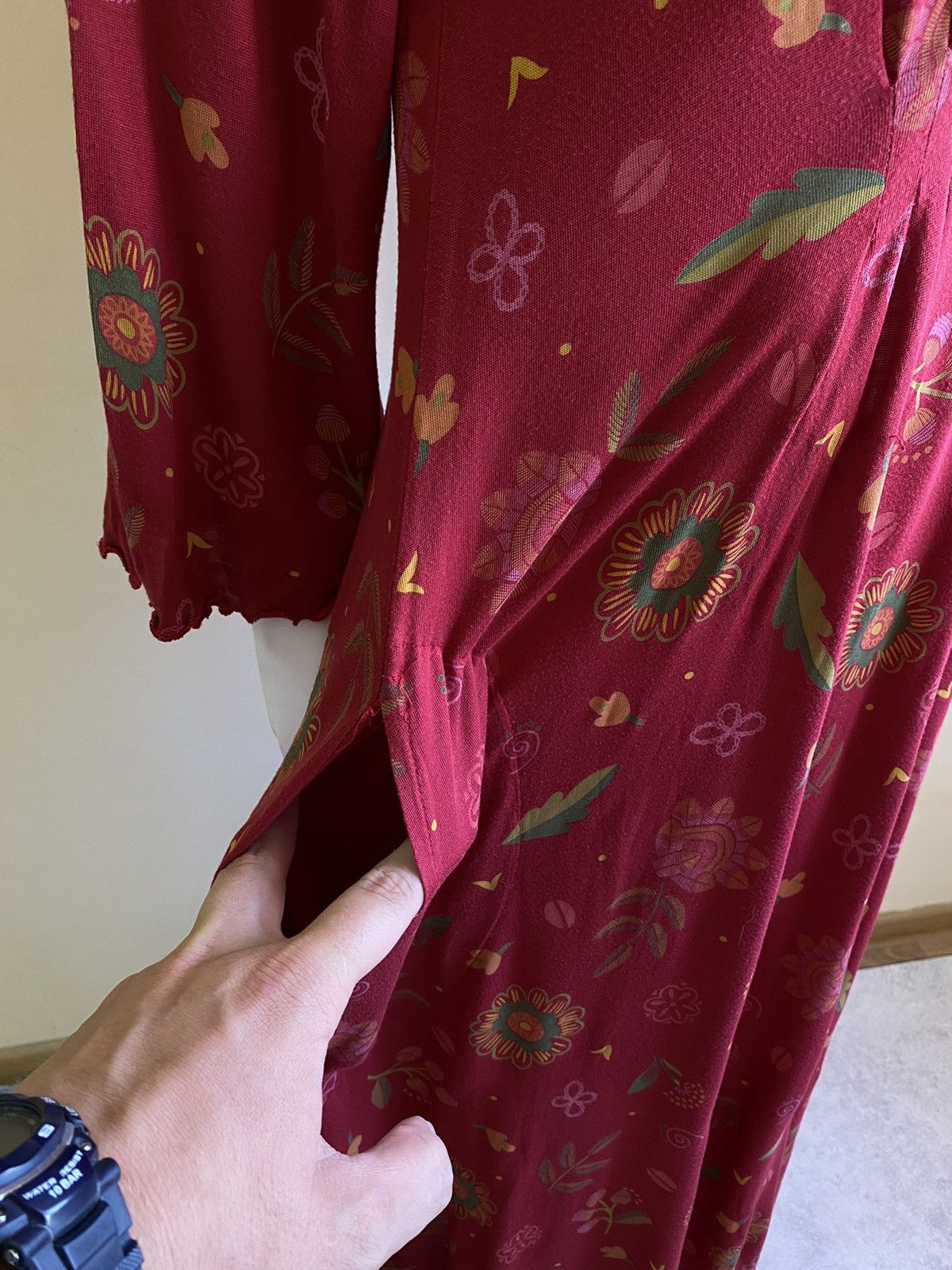 Gudrun Sjoden Gudrun Sjoden Red Floral Long Sleeve Maxi Dress Size L Size L / US 10 / IT 46 - 5 Thumbnail