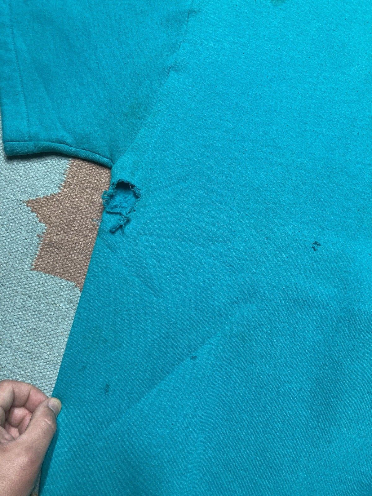Fruit Of The Loom × Vintage 90s short sleeve sweatshirt fruit of the loom blank teal XL Size US XL / EU 56 / 4 - 3 Thumbnail