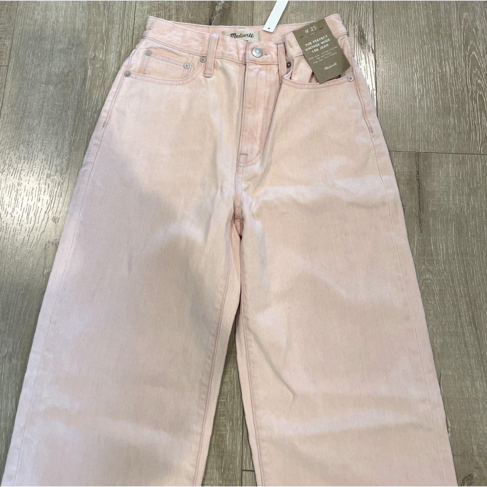 Madewell Wide-Leg Jeans Light Pink Wash Women Size 25 High Rise Bohemian NWT