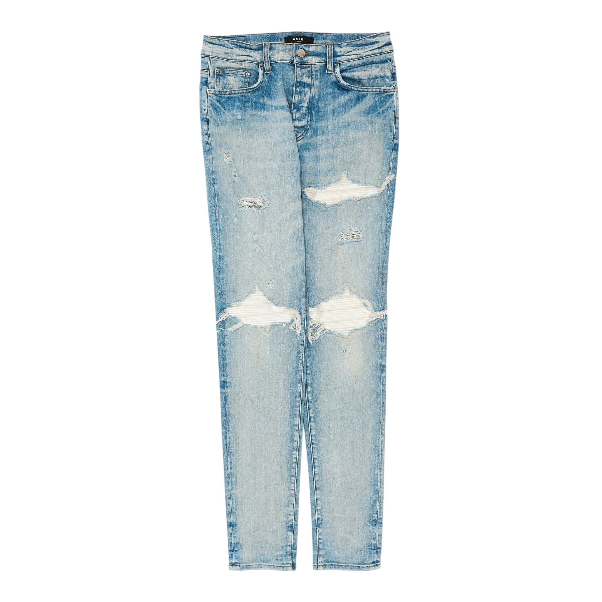 Amiri Amiri MX1 White Leather White Denim Jeans Size 31 NEW | Grailed