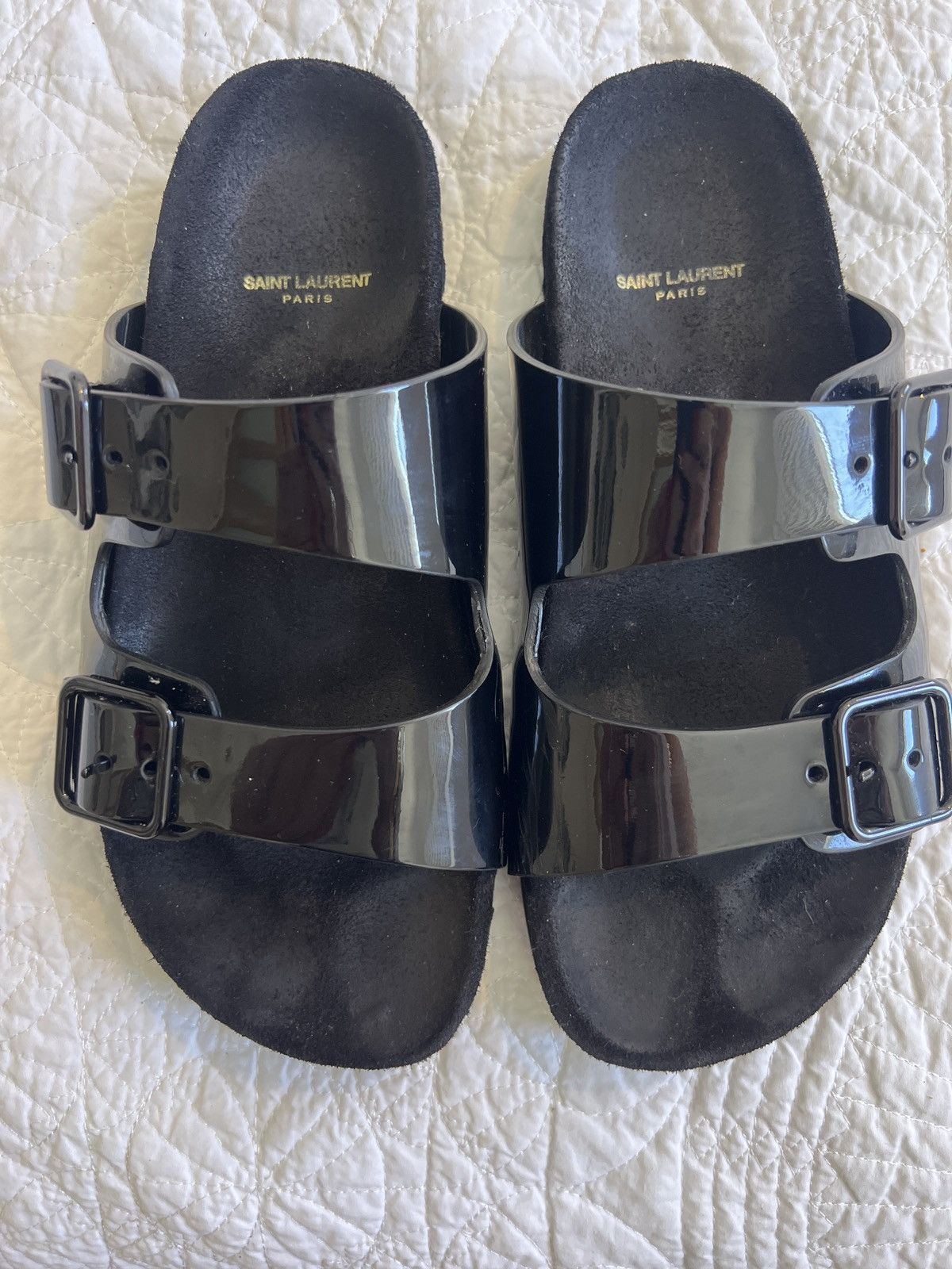 Saint Laurent Paris Saint Laurent Jimmy Patent Leather Sandals Size US 8 / IT 38 - 1 Thumbnail