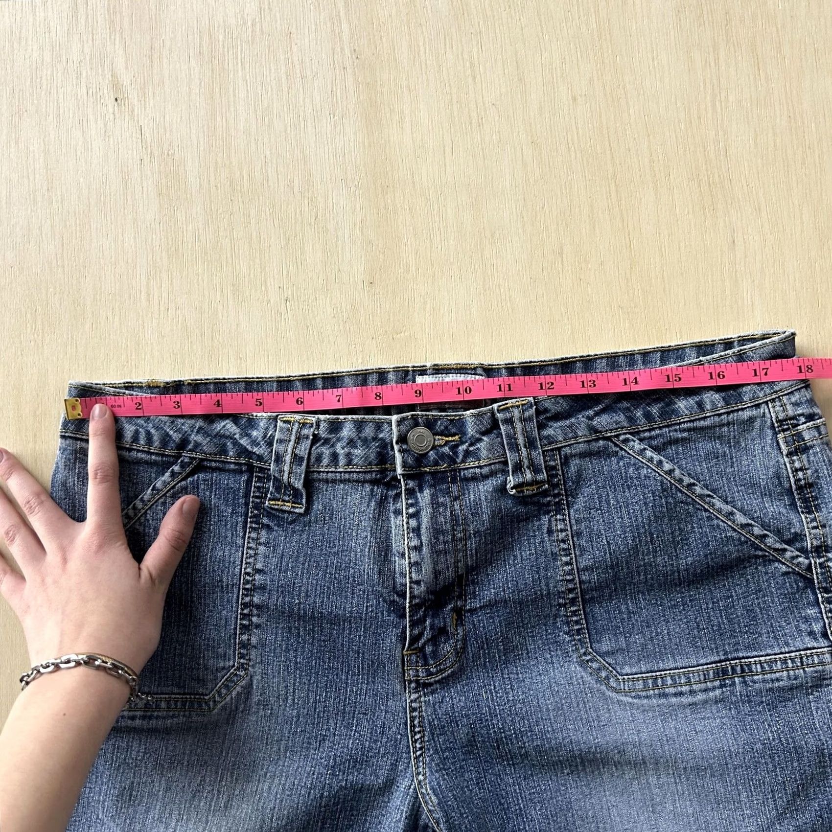 Vintage VINTAGE No Boundaries Jeans Juniors 15 Medium Wash Blue Cargo Straight Denim Jeans Size 36" / US 14 / IT 50 - 4 Thumbnail