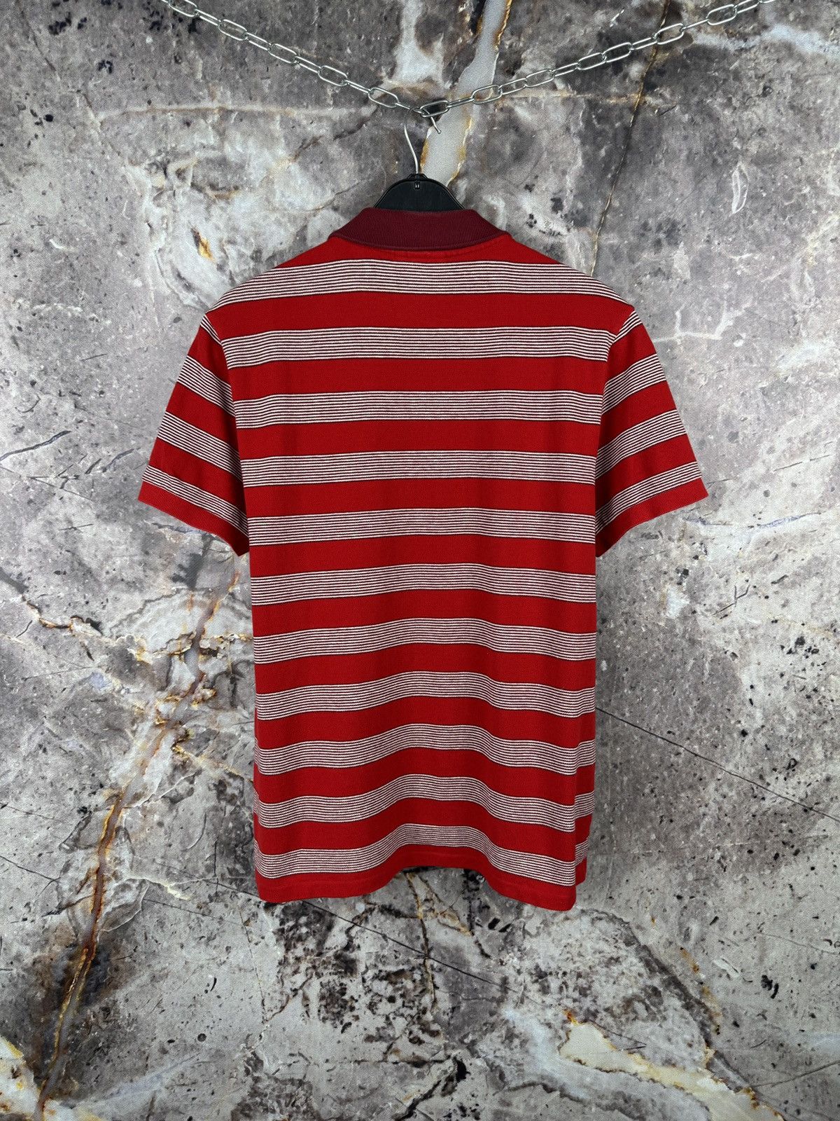 Lacoste Lacoste Red Striped Polo Shirt Crocodile Logo Short Sleeve Size US L / EU 52-54 / 3 - 10 Thumbnail