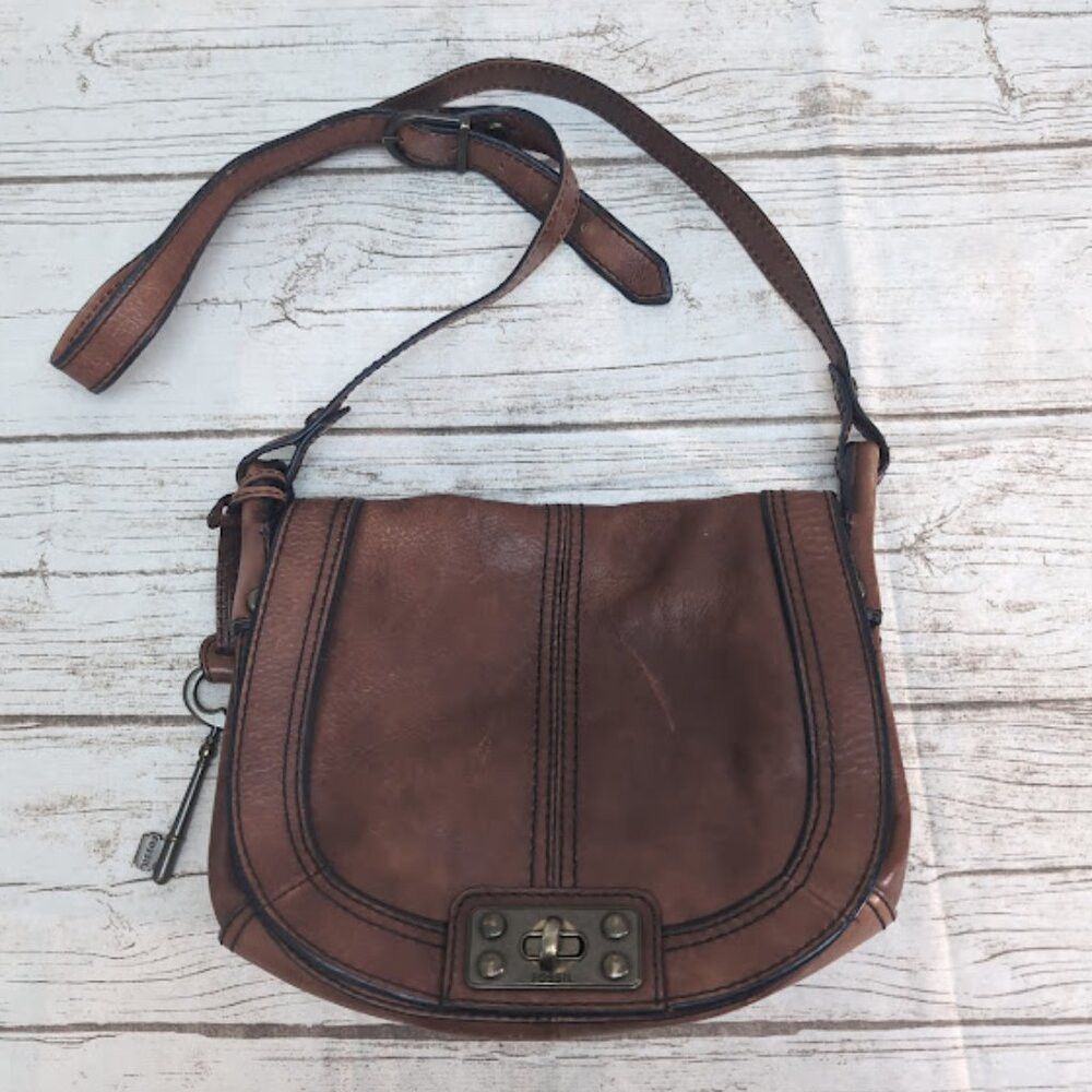 Fossil Authentic Fossil Leather Satchel Crossbody Saddle Bag Horse Size ONE SIZE - 1 Thumbnail