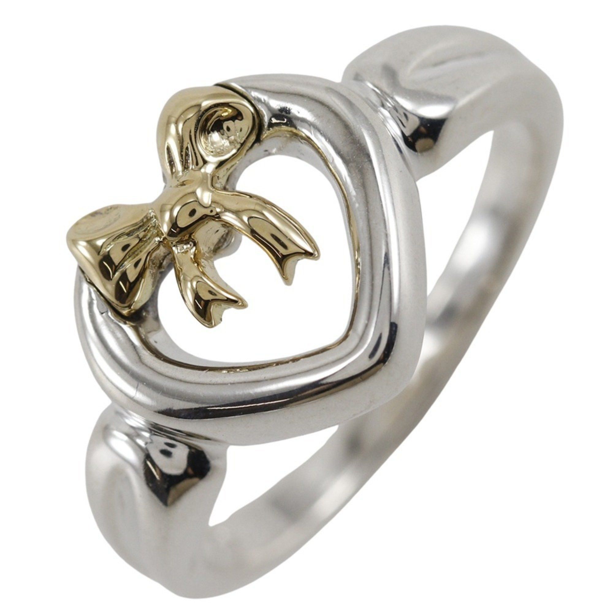 Tiffany Heart Ribbon Ring, Size 925 Sterling Silver and