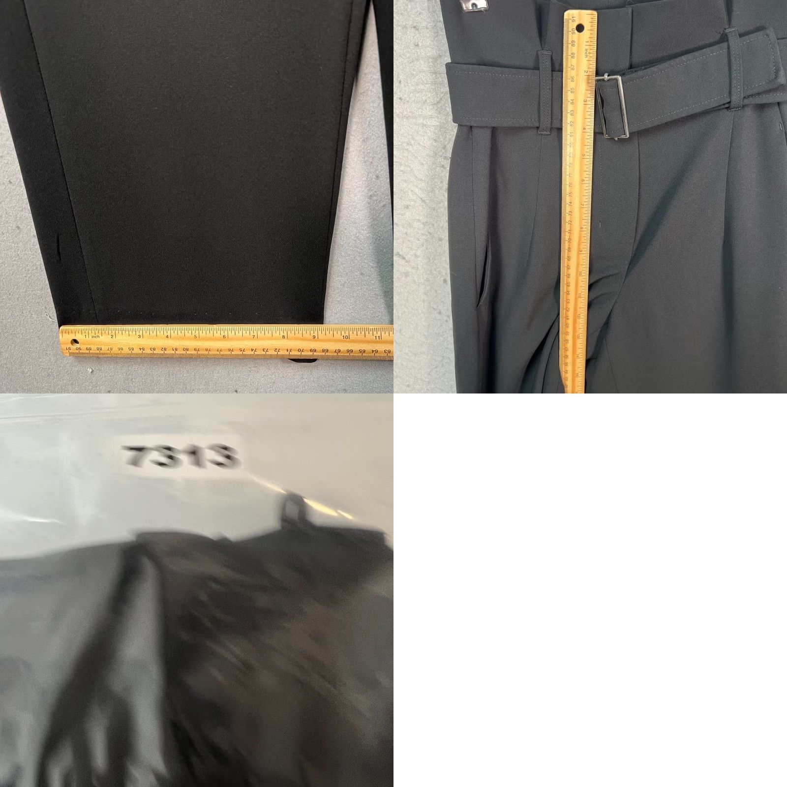 Vintage Babaton Womens 00 High-Waisted Black Wide-Leg Pants Belted Waist Dress Pants Pockets Size 24" / US 00 / IT 34 - 8 Thumbnail