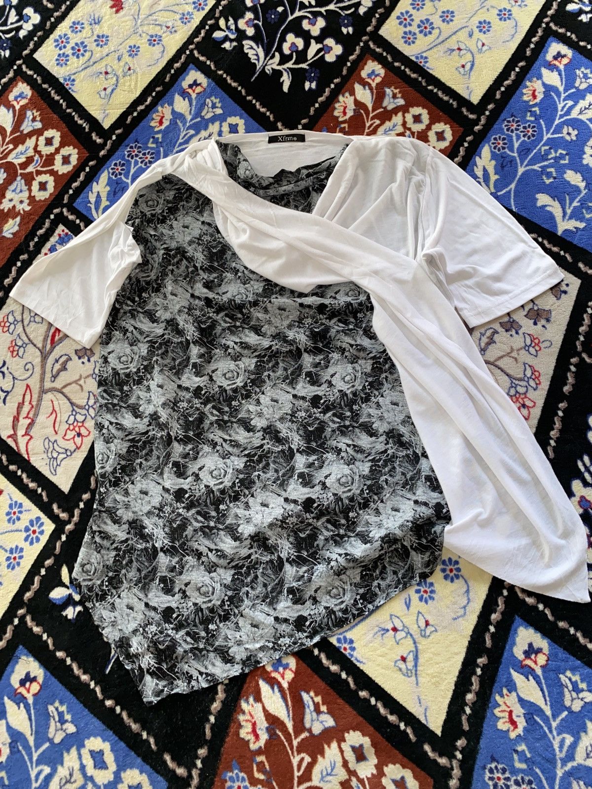 Japanese Brand Xfrm Asymmetrical Double Layer Flowers Tshirt Size US L / EU 52-54 / 3 - 2 Thumbnail