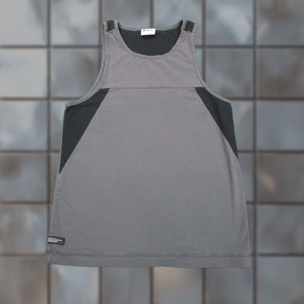 Vintage NXP Tank Top Shirt Mens L Gray Sleeveless Cotton Jersey Activewear '90s Rock Style Mens Large Gray Fund? Size US L / EU 52-54 / 3 - 1 Thumbnail