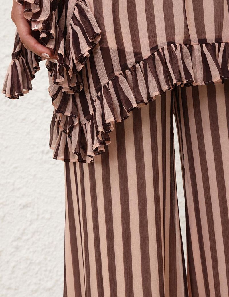 Zimmermann oc11z0226 Balance Ruffle Flare Pants In Multicolor Size 26" / US 2 / IT 38 - 5 Thumbnail