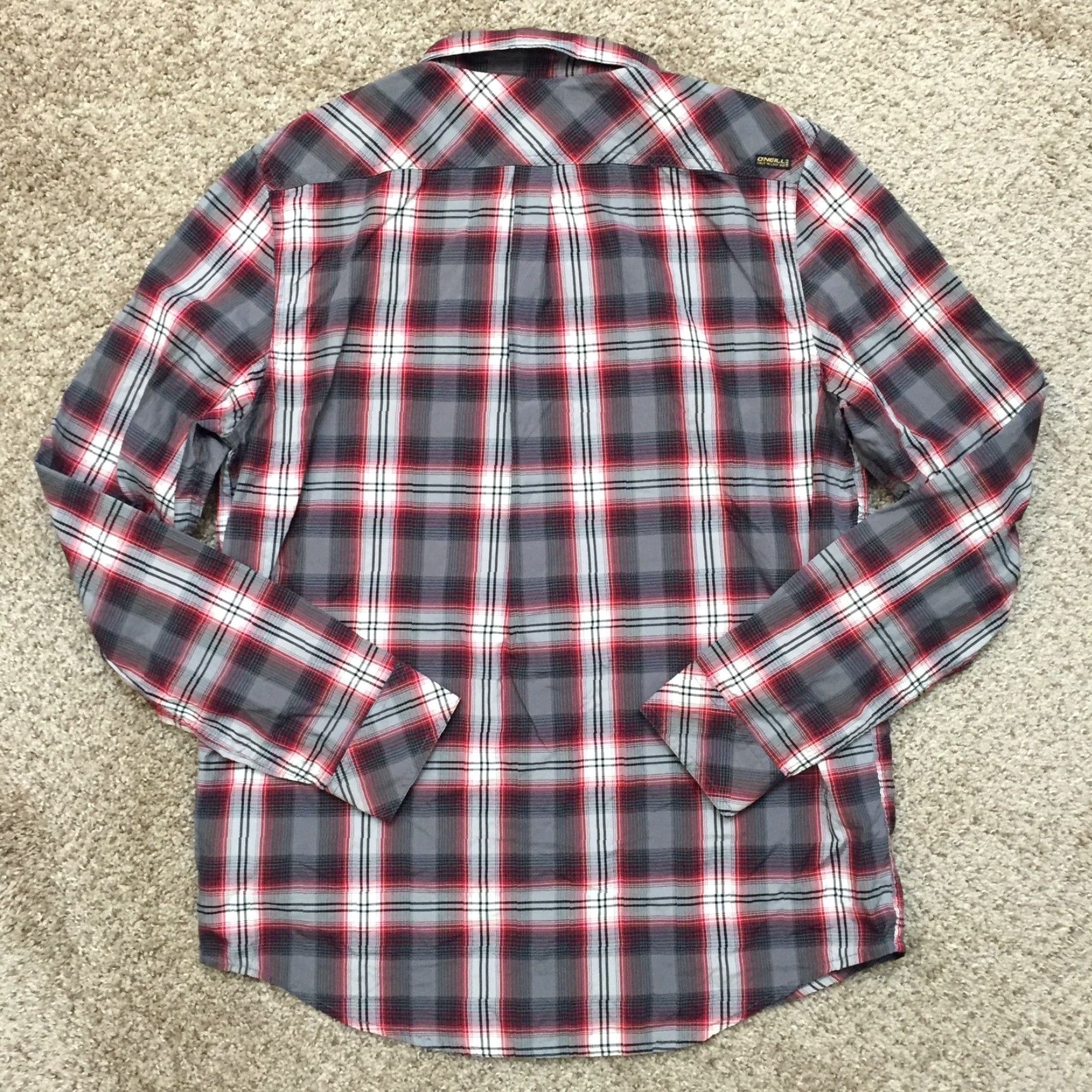 O'Neill O'Neill Shirt Mens Medium Gray Red Plaid Long Sleeve Button Up Size US M / EU 48-50 / 2 - 6 Thumbnail