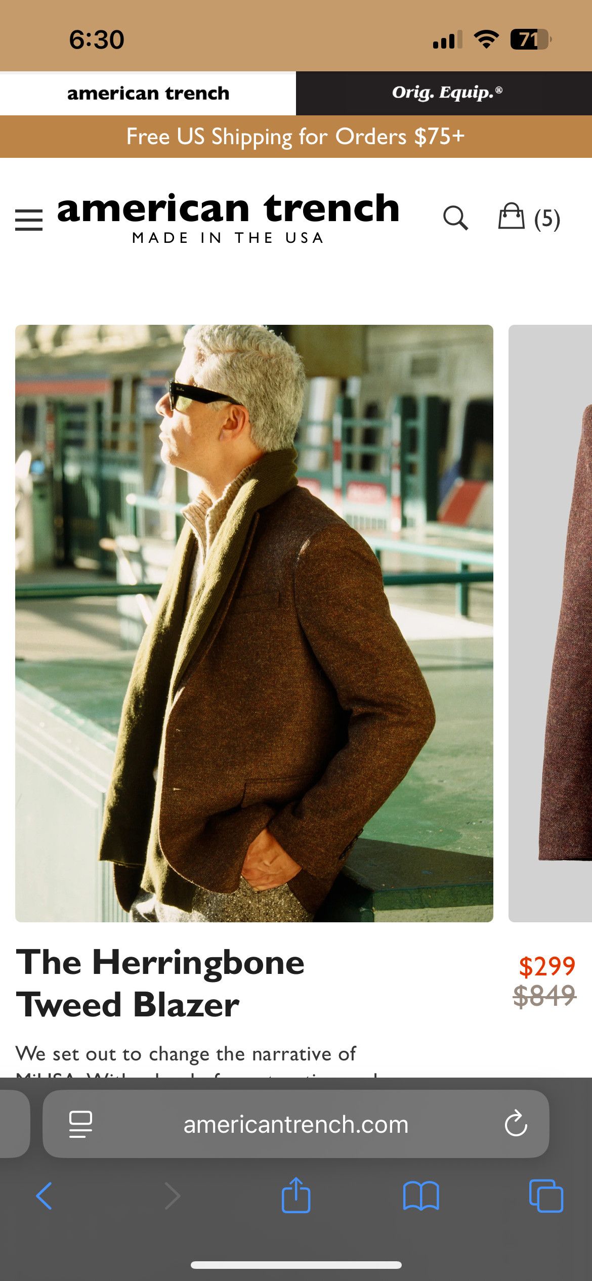 American Trench American Trench Herringbone Tweed Blazer Size 46R - 13 Thumbnail