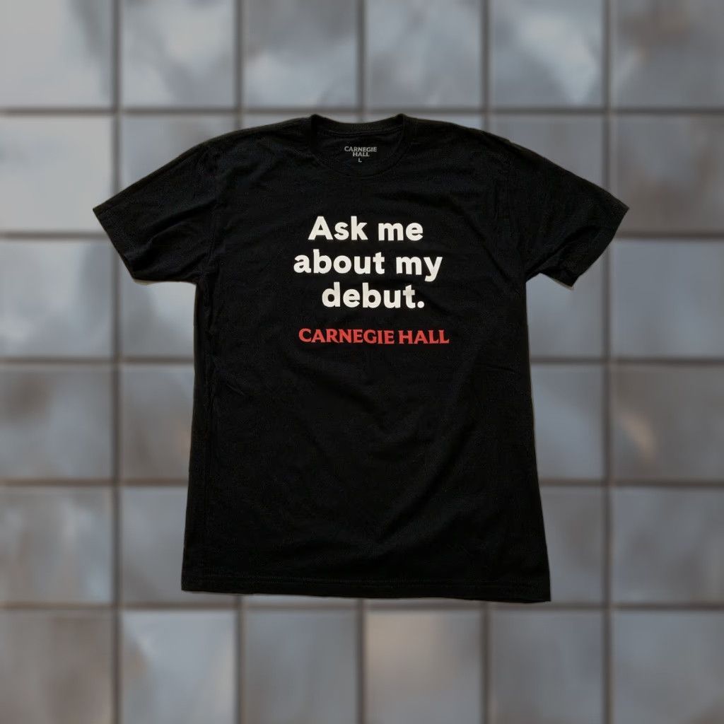 Vintage VINTAGE Carnegie Hall Ask Me About My Debut Official Merch Black Crew S/S T-Shirt Sz. L Mens Size US L / EU 52-54 / 3 - 1 Thumbnail