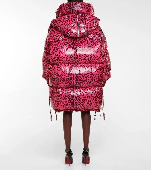 o1y0825 Leopard-Print Hooded Jacket in Fuchsia