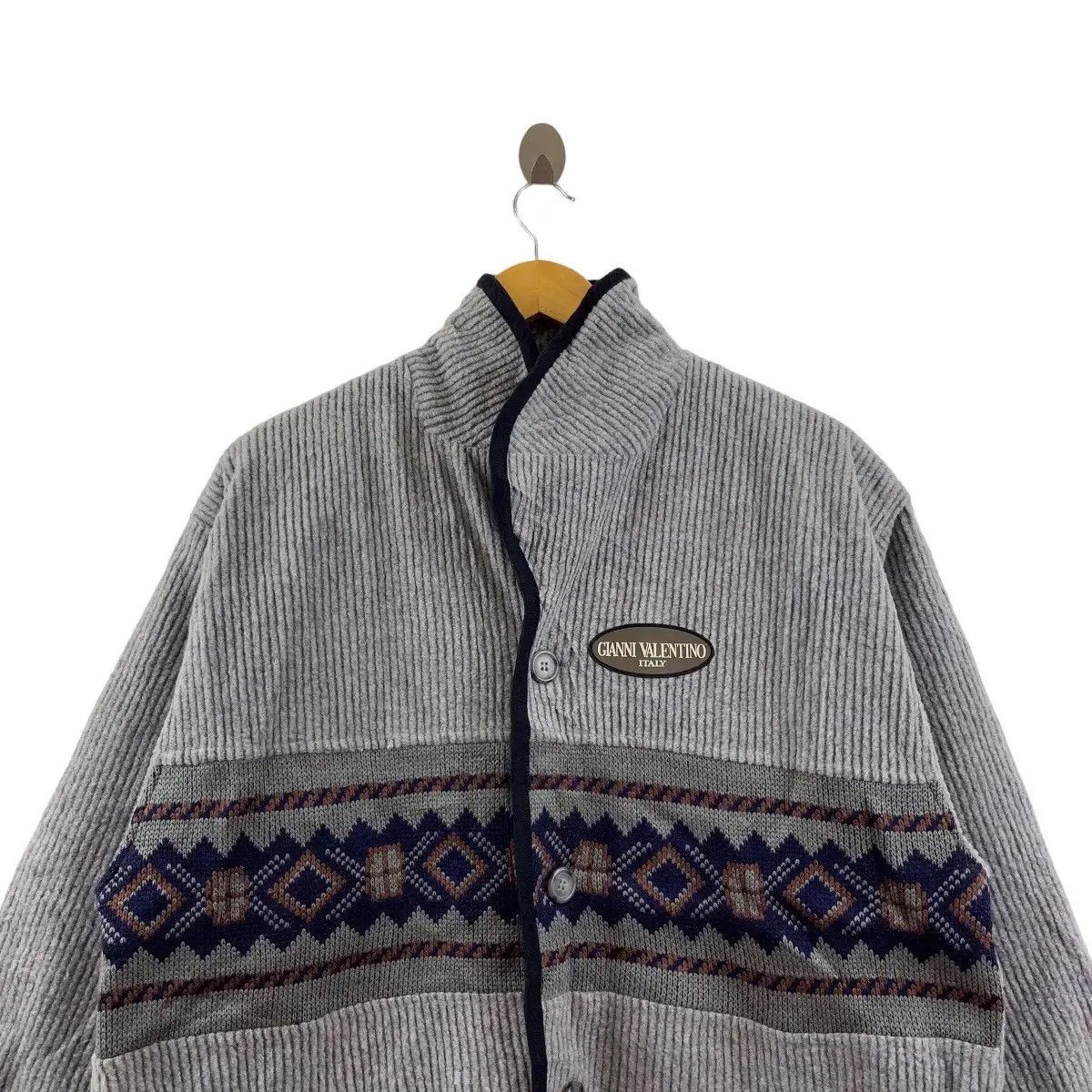 Gianni Valentino × Valentino × Vintage Vintage GIANNI VALENTINO ITALY Navajo Aztec Logo Jacket Size L / US 10 / IT 46 - 3 Thumbnail
