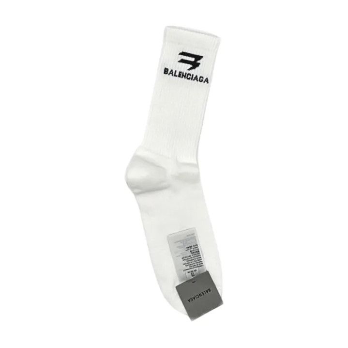 Balenciaga Balenciaga White Logo Knit Ankle Socks Size ONE SIZE - 1 Thumbnail