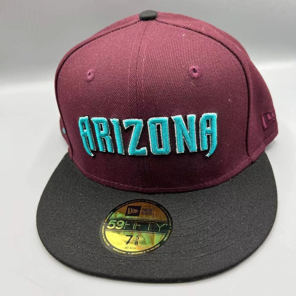 New Era Arizona Diamondbacks Hat Men 7 5/8 Red Black MLB Fitted Cap Size ONE SIZE - 3 Thumbnail