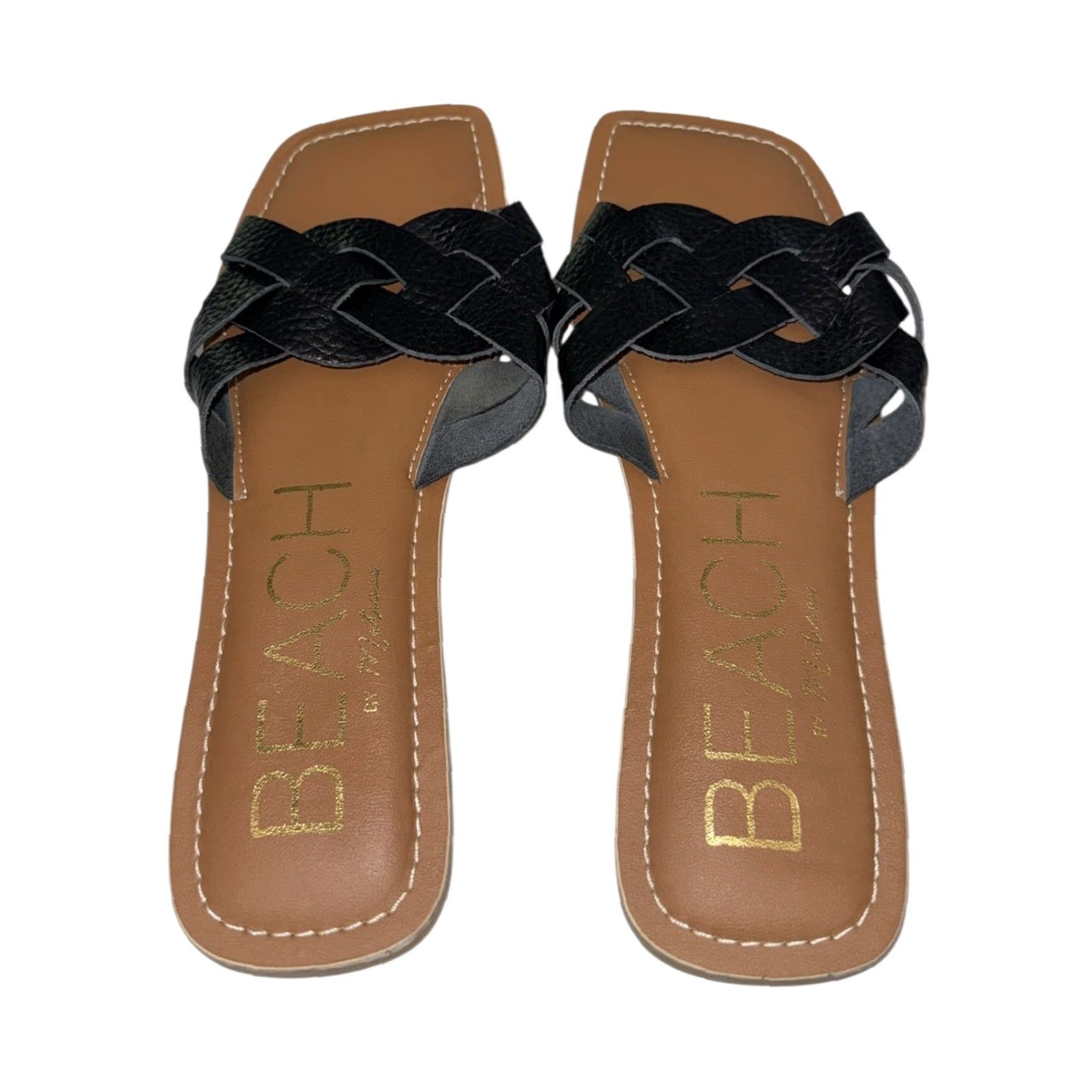 Vintage SOLE Beach by Matisse Escape Sandals Pad Sole Leather Black Size 9 Women Slide Tumbled Leather Black Size US 9 / IT 39 - 5 Thumbnail